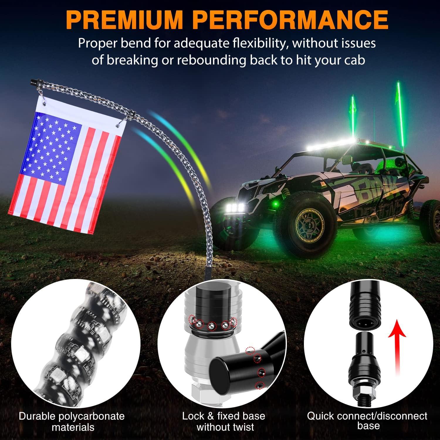 imageNilight 1PC 3FT Spiral RGB Led Whip Light wRGB ChasingDancing Lights RF Remote Control Lighted Antenna Whips for Canam ATV UTV RZR Polaris Dune Buggy 4 Wheeler Offroad Jeep TruckRGB