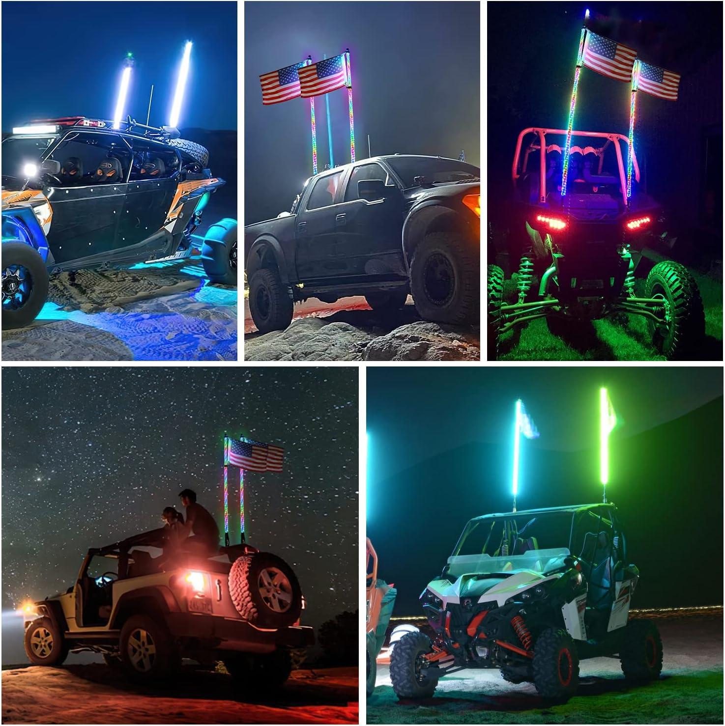 imageNilight 1PC 3FT Spiral RGB Led Whip Light wRGB ChasingDancing Lights RF Remote Control Lighted Antenna Whips for Canam ATV UTV RZR Polaris Dune Buggy 4 Wheeler Offroad Jeep TruckRGB