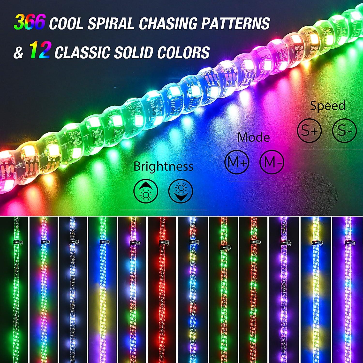 imageNilight 1PC 3FT Spiral RGB Led Whip Light wRGB ChasingDancing Lights RF Remote Control Lighted Antenna Whips for Canam ATV UTV RZR Polaris Dune Buggy 4 Wheeler Offroad Jeep TruckRGB