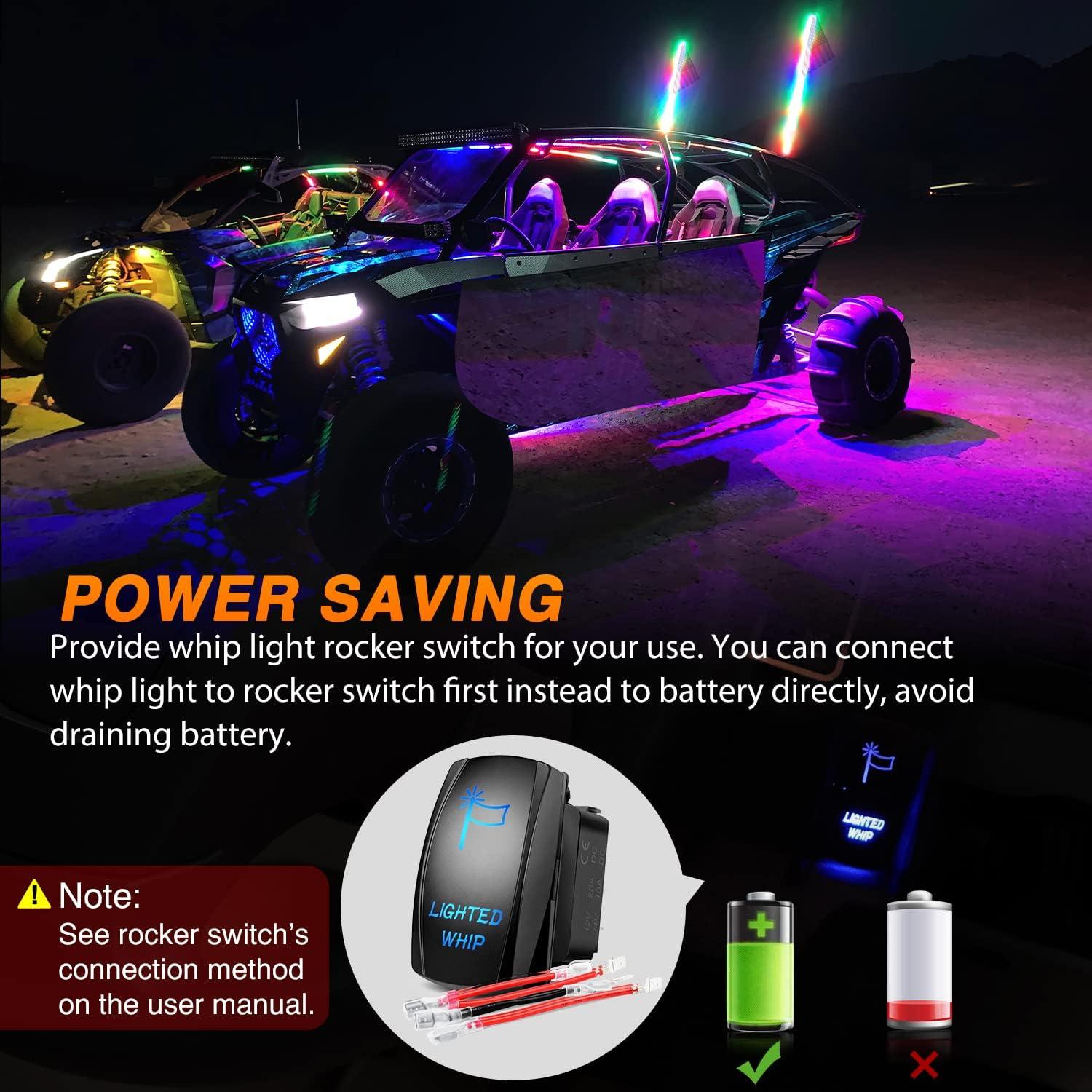 imageNilight 1PC 3FT Spiral RGB Led Whip Light wRGB ChasingDancing Lights RF Remote Control Lighted Antenna Whips for Canam ATV UTV RZR Polaris Dune Buggy 4 Wheeler Offroad Jeep TruckRGB