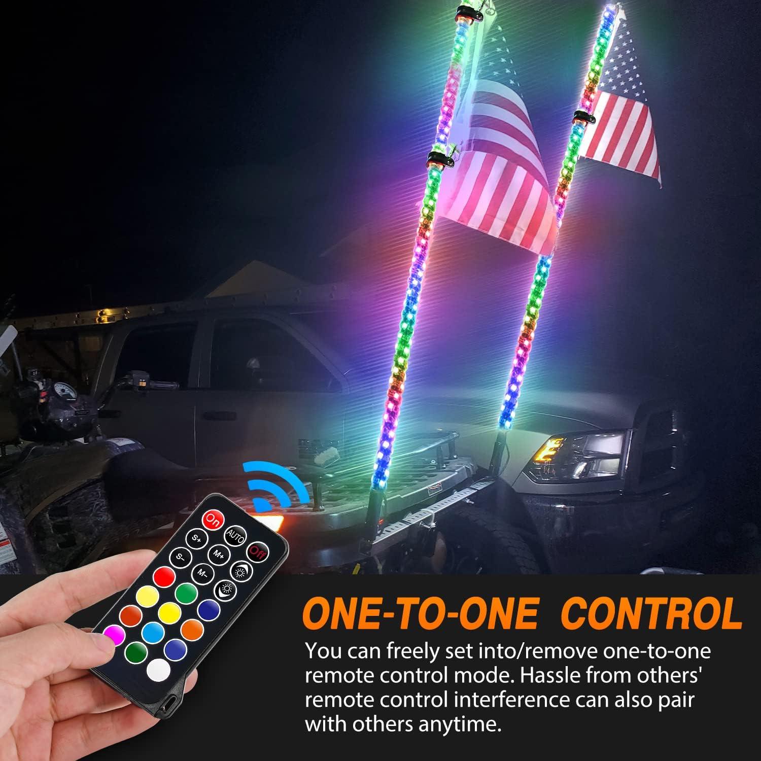 imageNilight 1PC 3FT Spiral RGB Led Whip Light wRGB ChasingDancing Lights RF Remote Control Lighted Antenna Whips for Canam ATV UTV RZR Polaris Dune Buggy 4 Wheeler Offroad Jeep TruckRGB