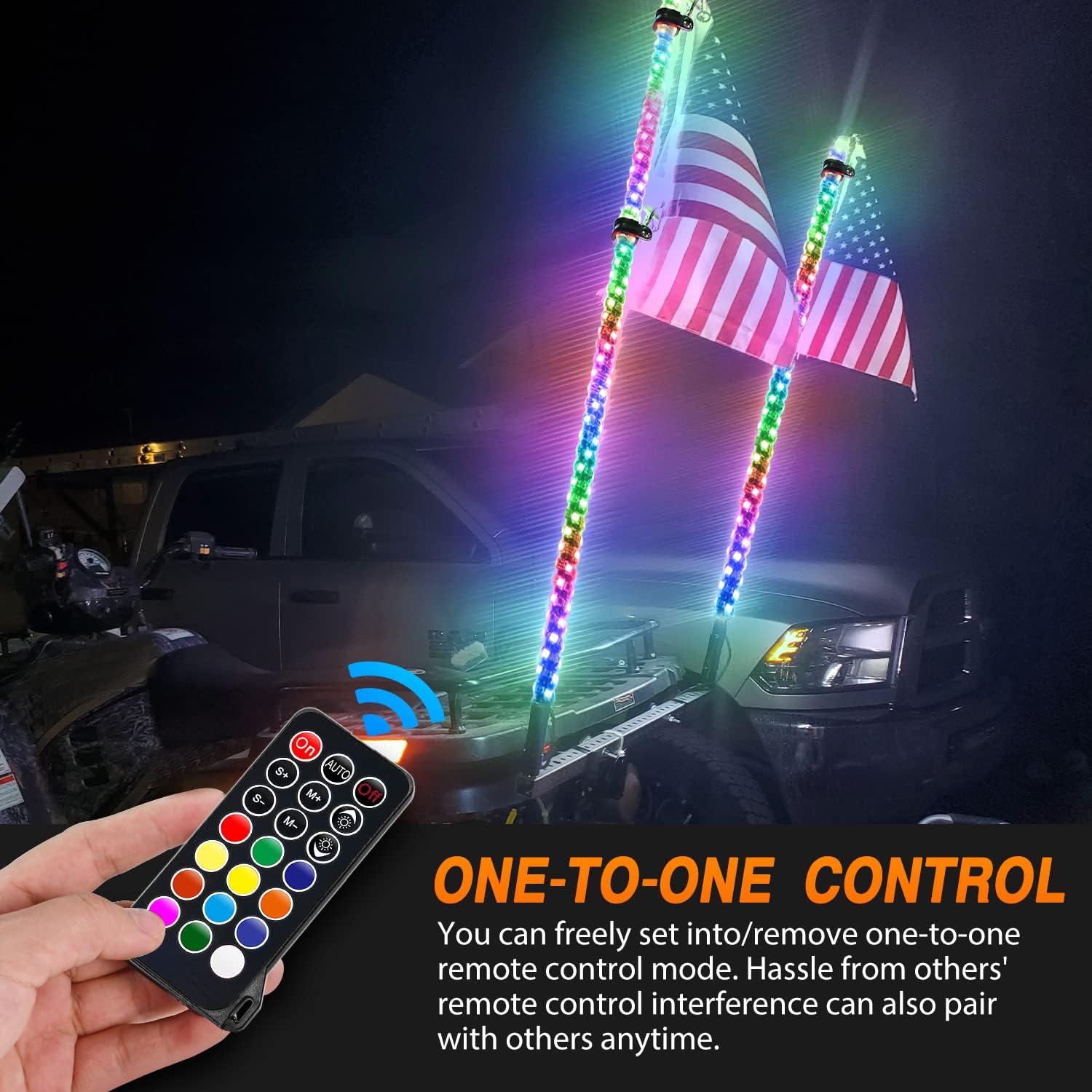 imageNilight 1PC 3FT Spiral RGB Led Whip Light wRGB ChasingDancing Lights RF Remote Control Lighted Antenna Whips for Canam ATV UTV RZR Polaris Dune Buggy 4 Wheeler Offroad Jeep TruckRGB