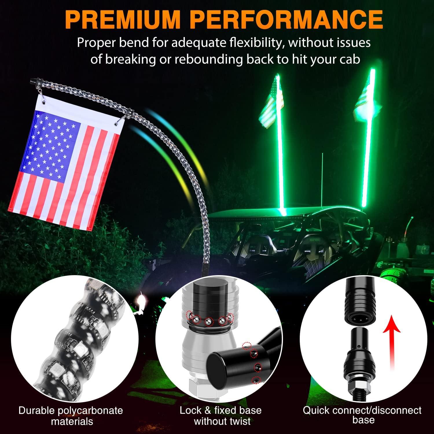 imageNilight 1PC 3FT Spiral RGB Led Whip Light wRGB ChasingDancing Lights RF Remote Control Lighted Antenna Whips for Canam ATV UTV RZR Polaris Dune Buggy 4 Wheeler Offroad Jeep TruckRGB