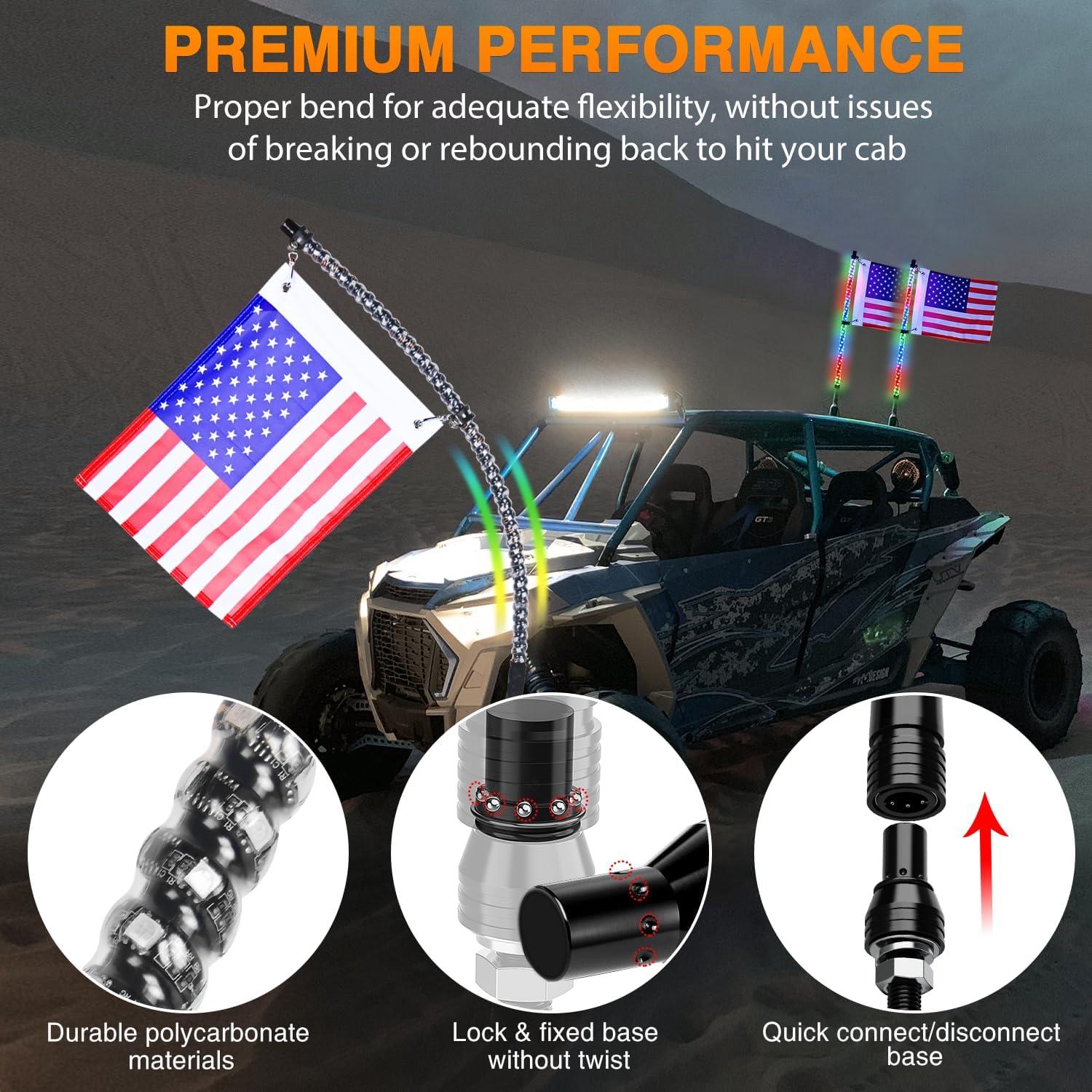 imageNilight 1PC 3FT Spiral RGB Led Whip Light wRGB ChasingDancing Lights RF Remote Control Lighted Antenna Whips for Canam ATV UTV RZR Polaris Dune Buggy 4 Wheeler Offroad Jeep TruckRGB