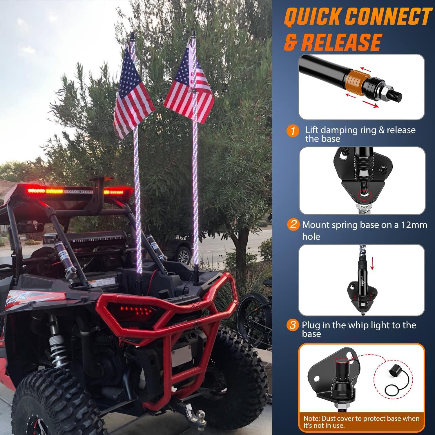 imageNilight 1PC 3FT Spiral RGB Led Whip Light wRGB ChasingDancing Lights RF Remote Control Lighted Antenna Whips for Canam ATV UTV RZR Polaris Dune Buggy 4 Wheeler Offroad Jeep TruckRGB