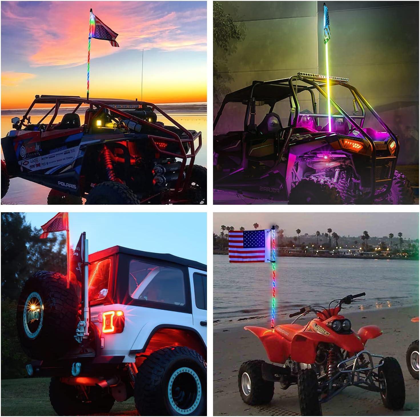 imageNilight 1PC 3FT Spiral RGB Led Whip Light wRGB ChasingDancing Lights RF Remote Control Lighted Antenna Whips for Canam ATV UTV RZR Polaris Dune Buggy 4 Wheeler Offroad Jeep TruckRGB