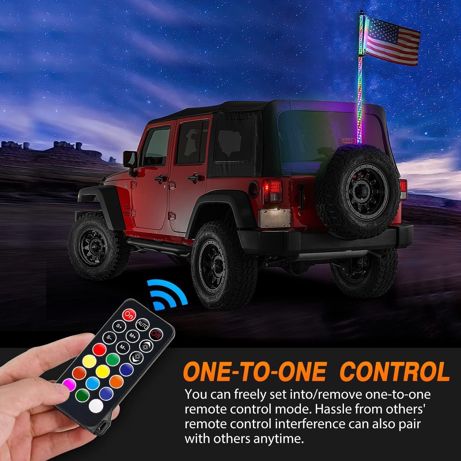 imageNilight 1PC 3FT Spiral RGB Led Whip Light wRGB ChasingDancing Lights RF Remote Control Lighted Antenna Whips for Canam ATV UTV RZR Polaris Dune Buggy 4 Wheeler Offroad Jeep TruckRGB