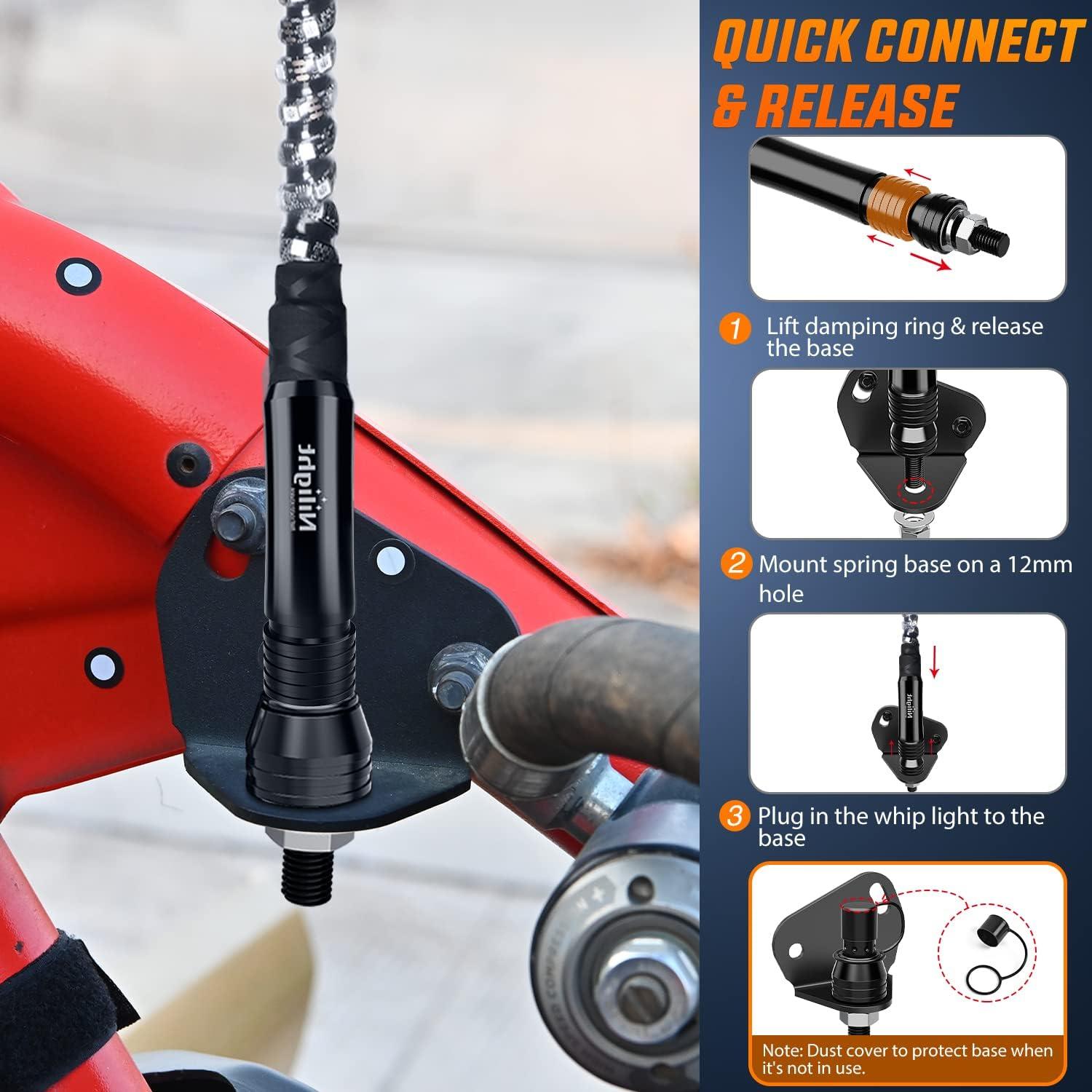 imageNilight 1PC 3FT Spiral RGB Led Whip Light wRGB ChasingDancing Lights RF Remote Control Lighted Antenna Whips for Canam ATV UTV RZR Polaris Dune Buggy 4 Wheeler Offroad Jeep TruckRGB