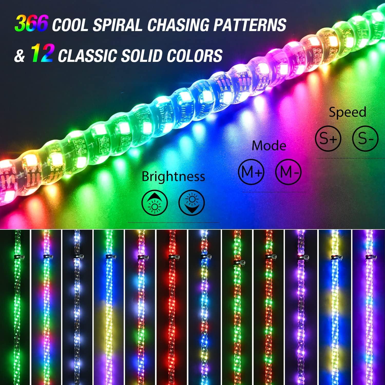 imageNilight 1PC 3FT Spiral RGB Led Whip Light wRGB ChasingDancing Lights RF Remote Control Lighted Antenna Whips for Canam ATV UTV RZR Polaris Dune Buggy 4 Wheeler Offroad Jeep TruckRGB