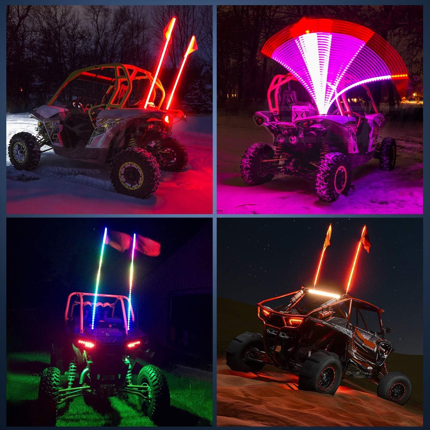 imageNilight 1PC 4FT Spiral RGB Led Whip Light with Spring Base Chasing Light RF Remote Control Lighted Antenna Whips for CanAm ATV UTV RZR Polaris Dune Buggy Offroad Truck 2 Years WarrantyRGB