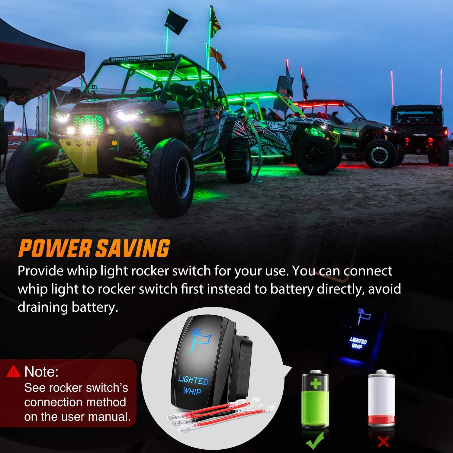 imageNilight 1PC 4FT Spiral RGB Led Whip Light with Spring Base Chasing Light RF Remote Control Lighted Antenna Whips for CanAm ATV UTV RZR Polaris Dune Buggy Offroad Truck 2 Years WarrantyRGB