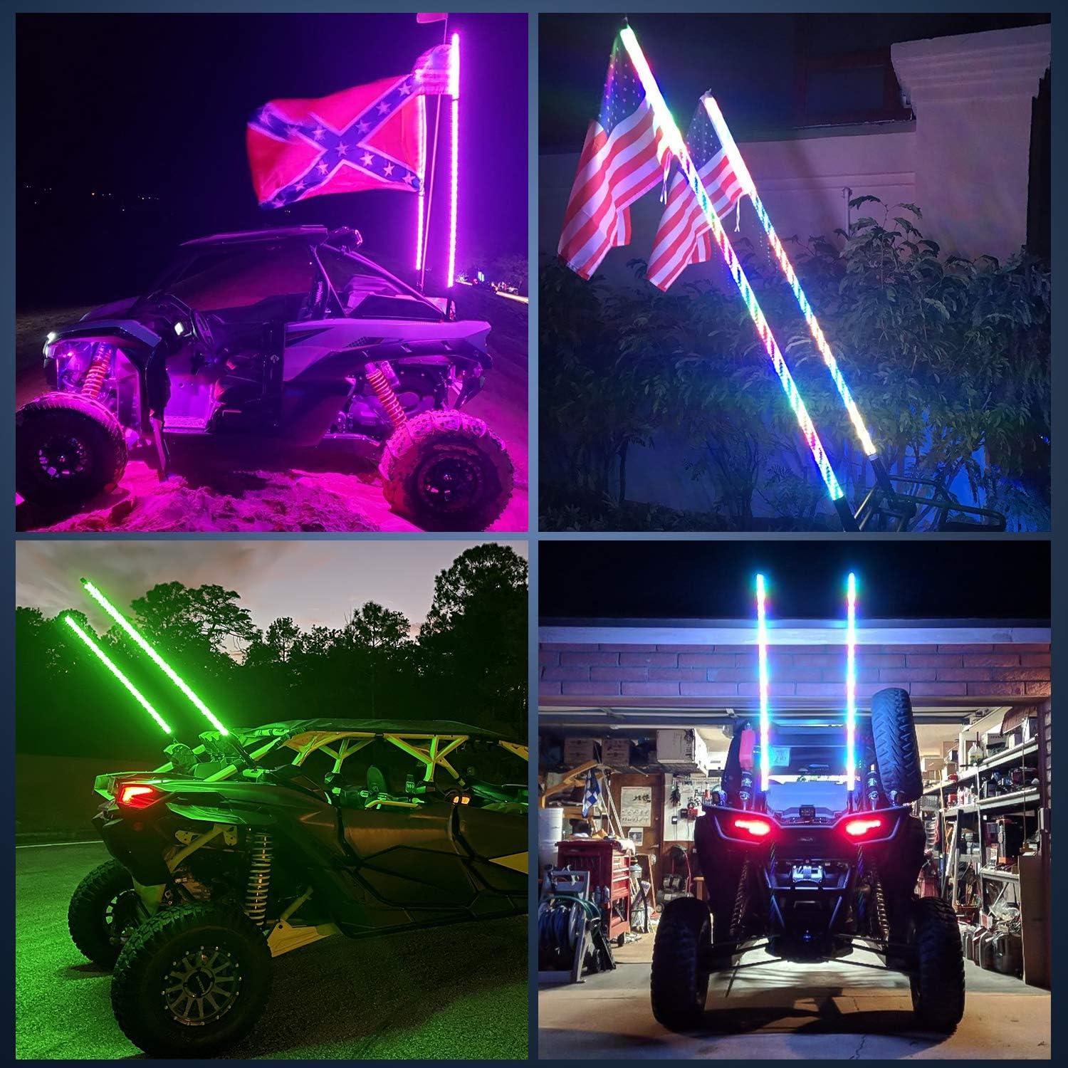 imageNilight 1PC 4FT Spiral RGB Led Whip Light with Spring Base Chasing Light RF Remote Control Lighted Antenna Whips for CanAm ATV UTV RZR Polaris Dune Buggy Offroad Truck 2 Years WarrantyRGB