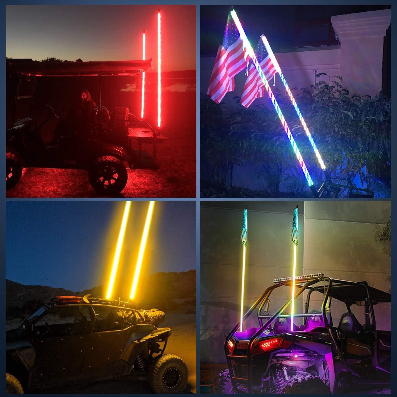 imageNilight 1PC 4FT Spiral RGB Led Whip Light with Spring Base Chasing Light RF Remote Control Lighted Antenna Whips for CanAm ATV UTV RZR Polaris Dune Buggy Offroad Truck 2 Years WarrantyRGB