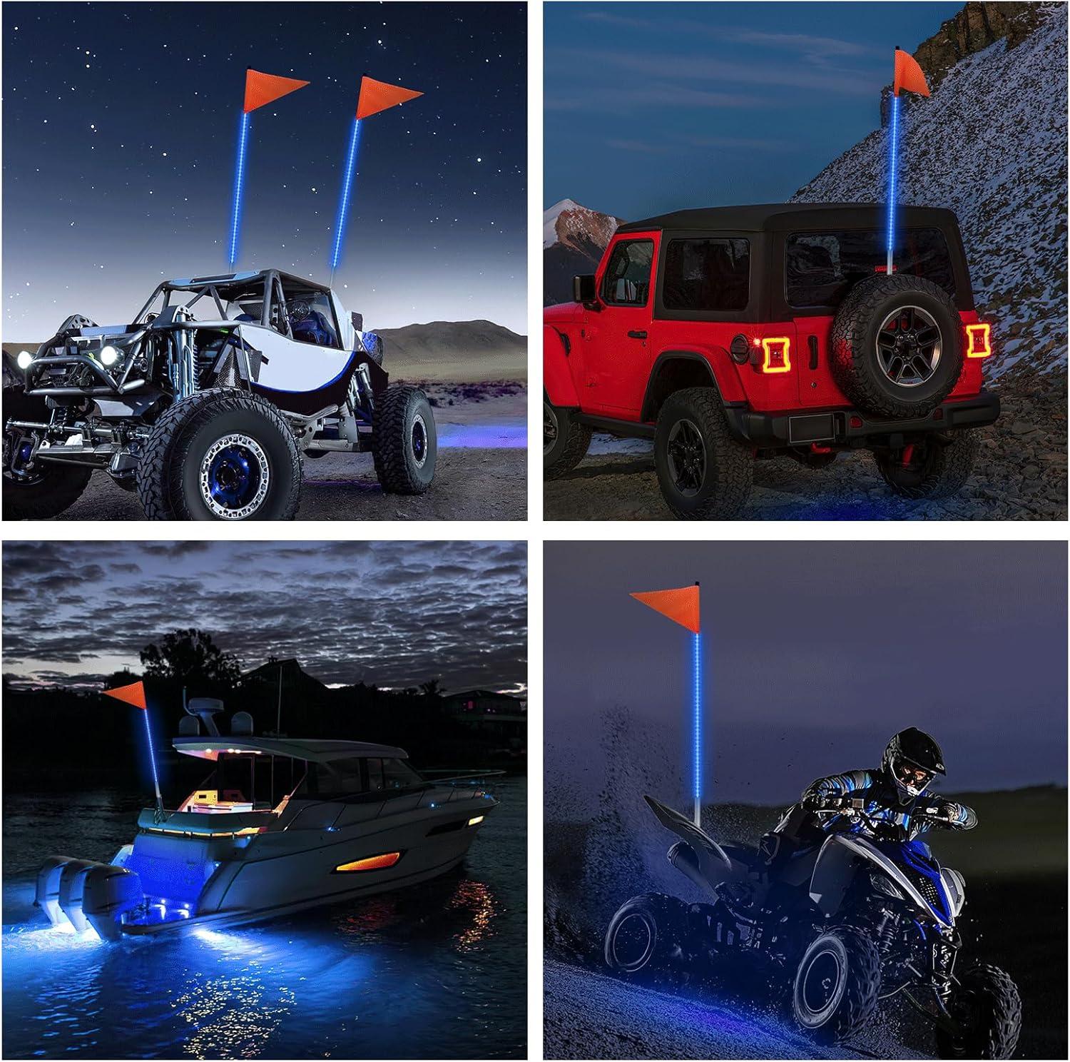 imageNilight 1PCS 4FT LED Whip Light with Aluminum Base Red Color Safety Warning Pole Lighted Antenna Whips for RZR Polaris Dune Buggy OffRoad Truck UTV ATV1PC Blue