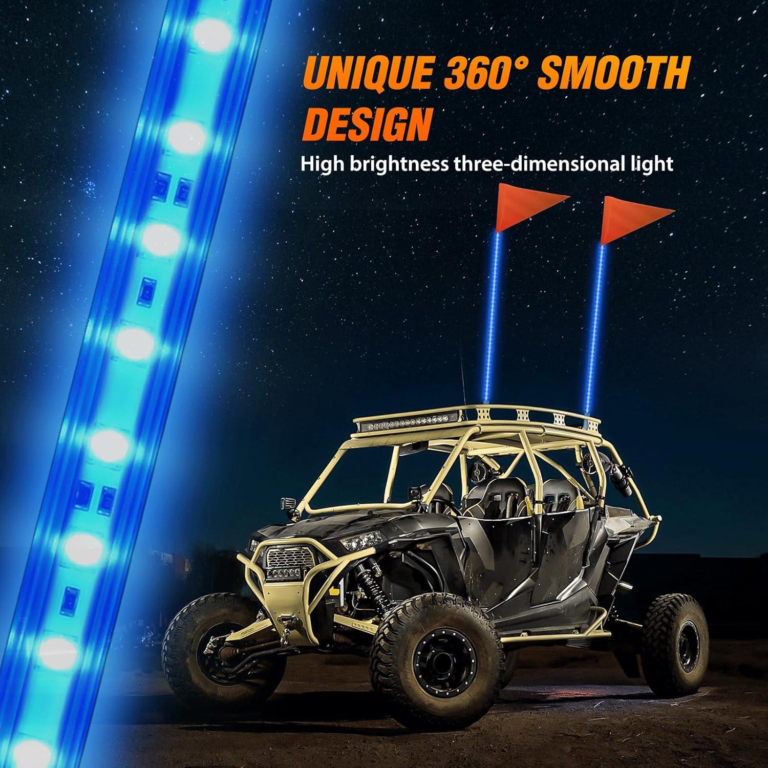 imageNilight 1PCS 4FT LED Whip Light with Aluminum Base Red Color Safety Warning Pole Lighted Antenna Whips for RZR Polaris Dune Buggy OffRoad Truck UTV ATV1PC Blue