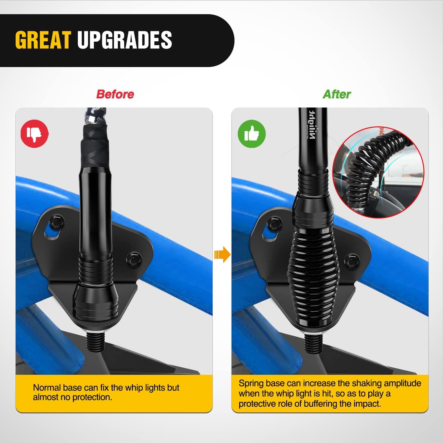 imageNilight 1pc Heavy Duty Barrel Spring Mounting Base for Whip Light Compatible with ATV UTV RZR SXS Can Am Truck Jeep Off RoadBlack