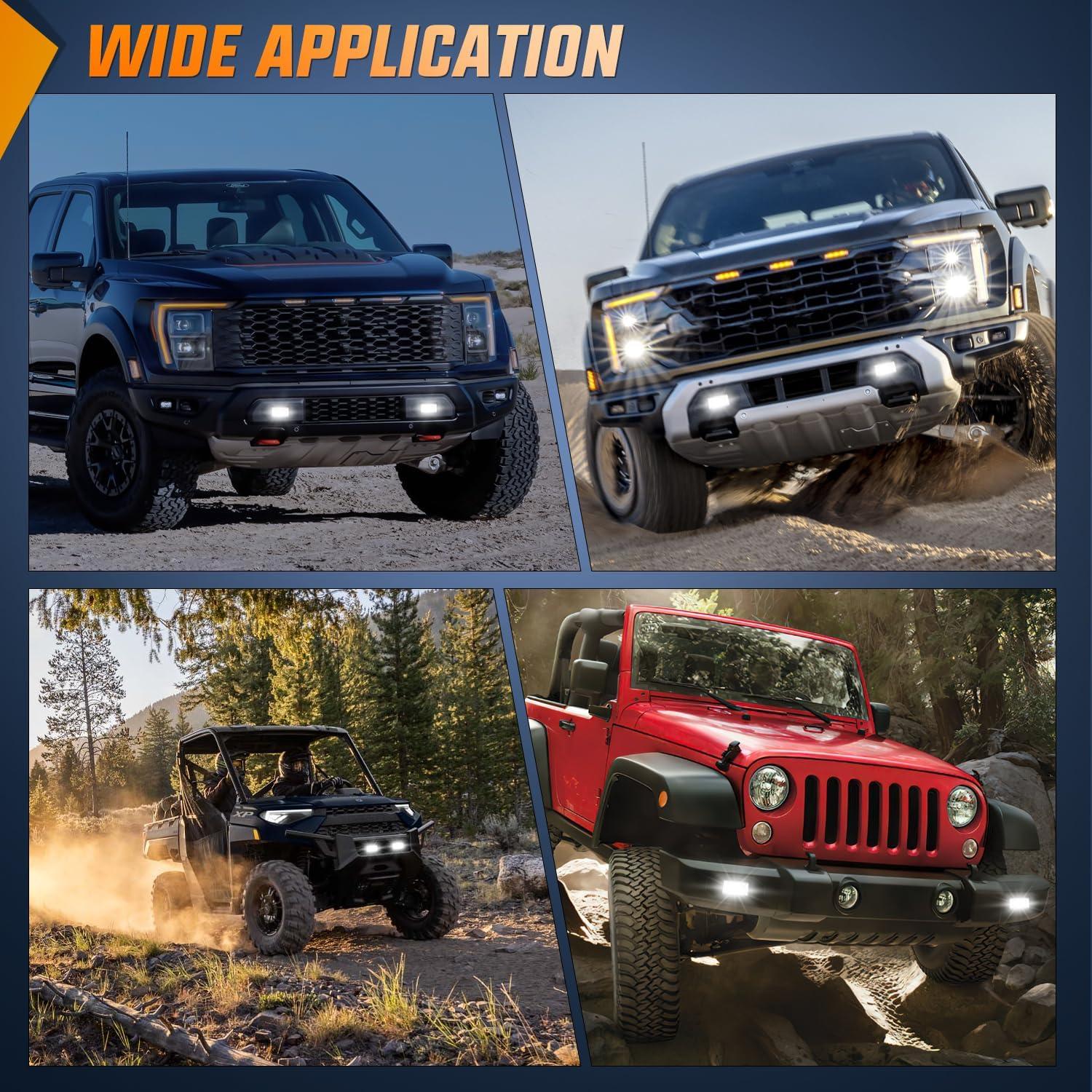 imageNilight 2 PCS 40W Flush Mount Amber LED Pods Flood Beam Work Offroad Fog Reverse Light Backup Driving Lights for Bumper Truck ATV UTV SUV Boat4 Inch 20W White Light