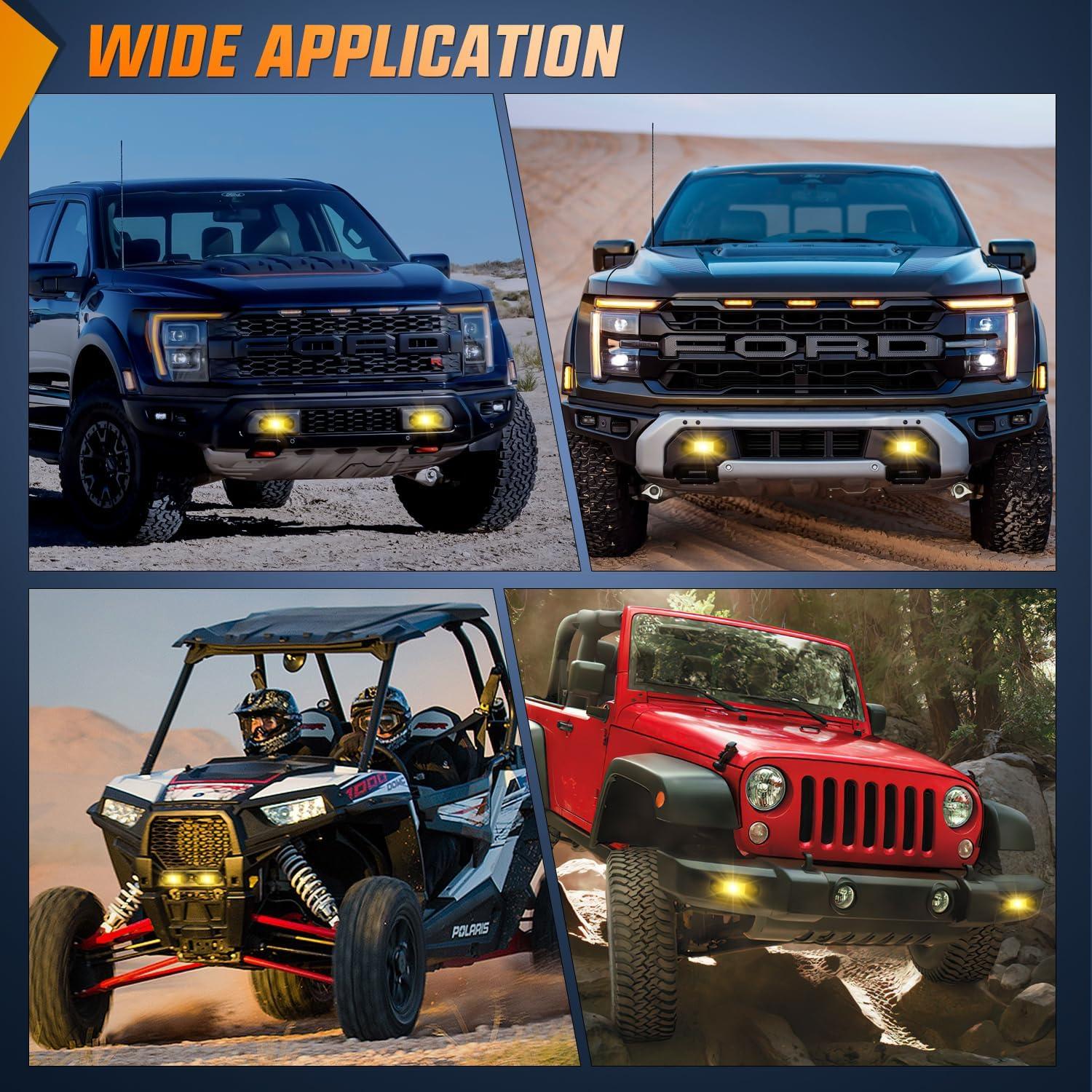 imageNilight 2 PCS 40W Flush Mount Amber LED Pods Flood Beam Work Offroad Fog Reverse Light Backup Driving Lights for Bumper Truck ATV UTV SUV Boat4 Inch 20W Amber Light