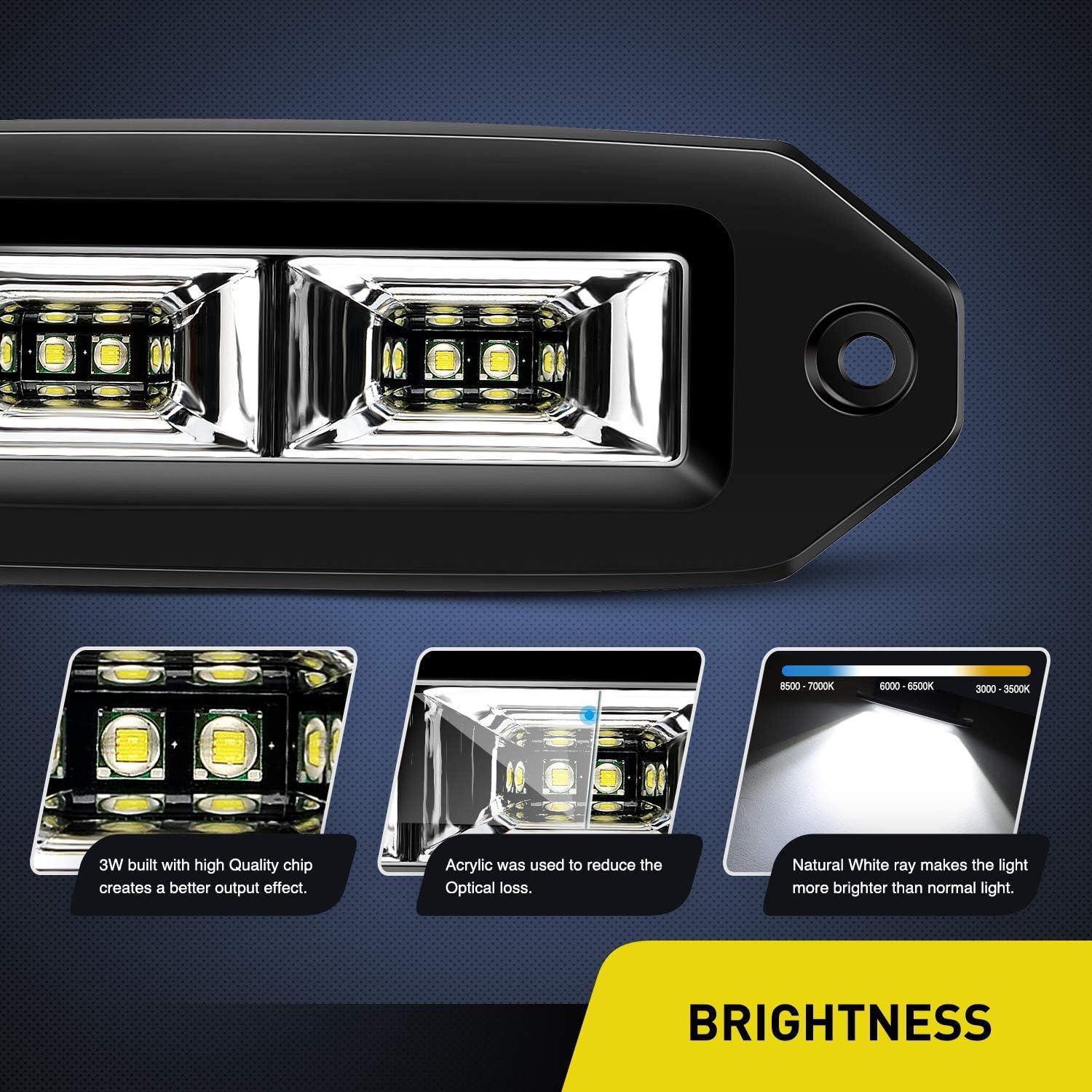 imageNilight 2 PCS 40W Flush Mount Amber LED Pods Flood Beam Work Offroad Fog Reverse Light Backup Driving Lights for Bumper Truck ATV UTV SUV Boat6 Inch 40W White Light