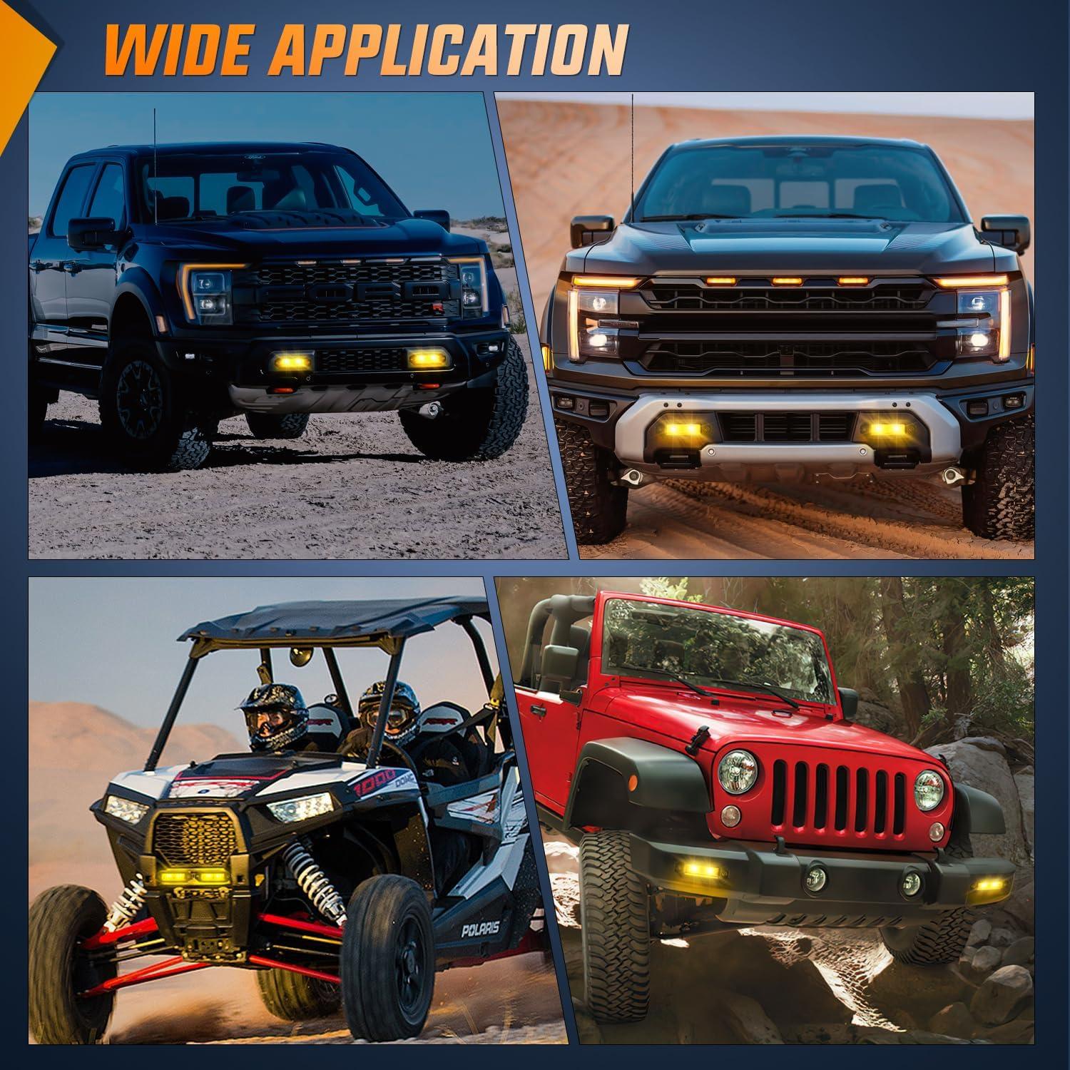 imageNilight 2 PCS 40W Flush Mount Amber LED Pods Flood Beam Work Offroad Fog Reverse Light Backup Driving Lights for Bumper Truck ATV UTV SUV Boat6 Inch 40W Amber Light