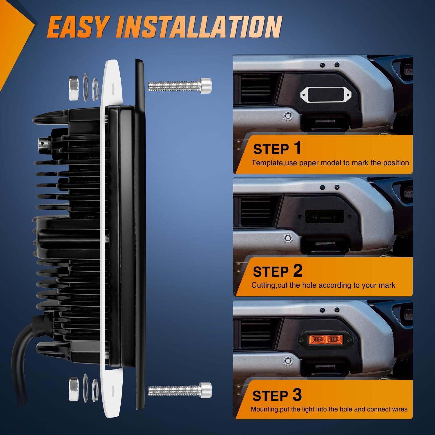 imageNilight 2 PCS 40W Flush Mount Amber LED Pods Flood Beam Work Offroad Fog Reverse Light Backup Driving Lights for Bumper Truck ATV UTV SUV Boat6 Inch 40W Amber Light