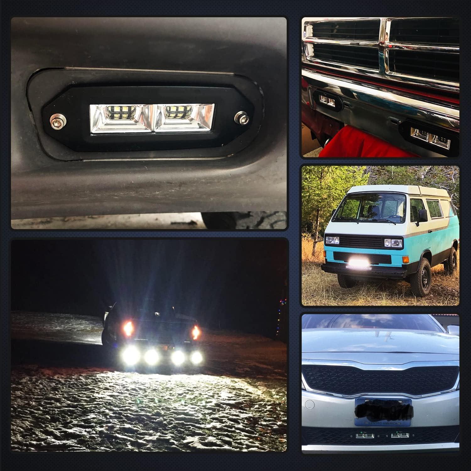 imageNilight 2 PCS 40W Flush Mount Amber LED Pods Flood Beam Work Offroad Fog Reverse Light Backup Driving Lights for Bumper Truck ATV UTV SUV Boat6 Inch 40W White Light