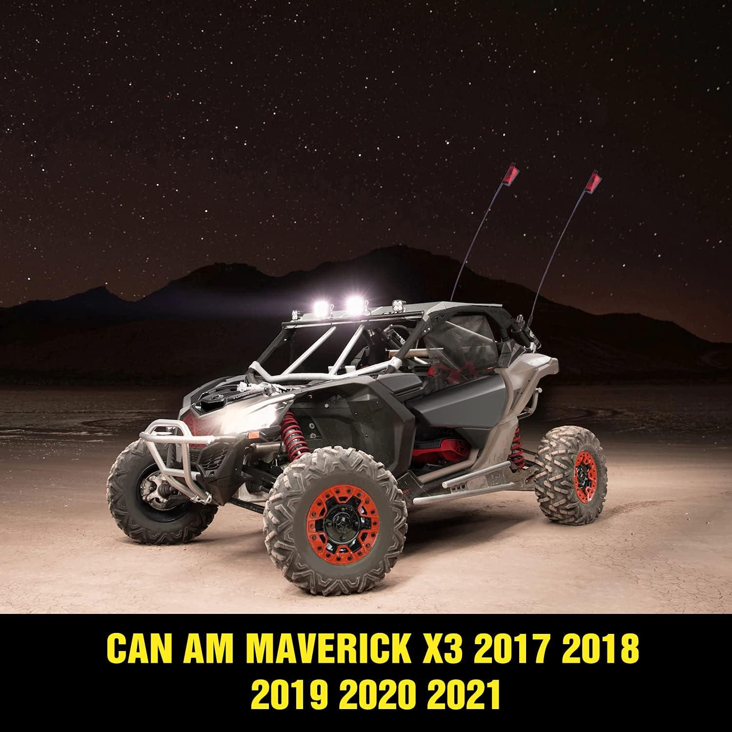 imageNilight 2 PCS Rear Pillar Flag Antenna Mounting Brackets LED Whip Light Mounts Compatible with Canam Maverick X3 20172021