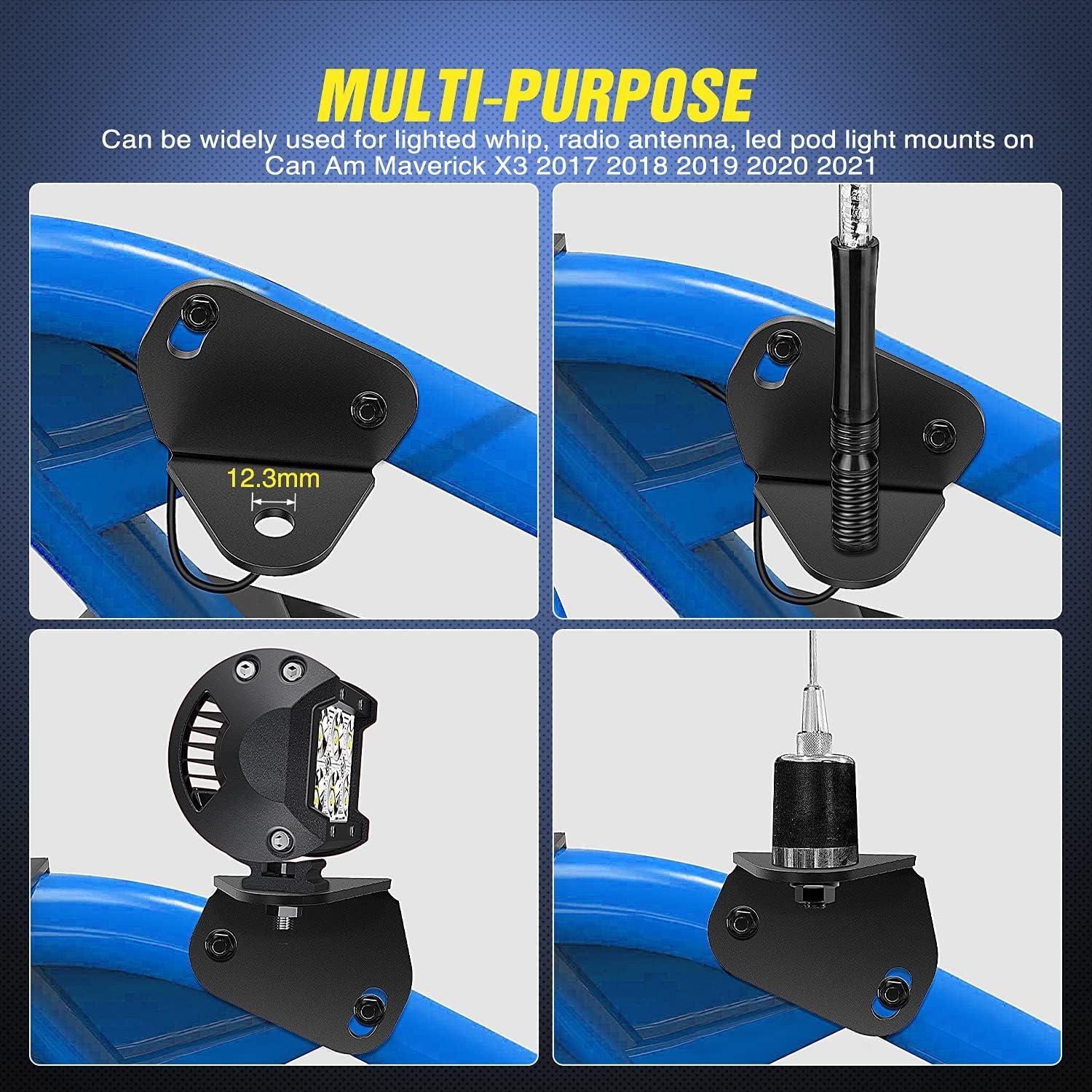 imageNilight 2 PCS Rear Pillar Flag Antenna Mounting Brackets LED Whip Light Mounts Compatible with Canam Maverick X3 20172021