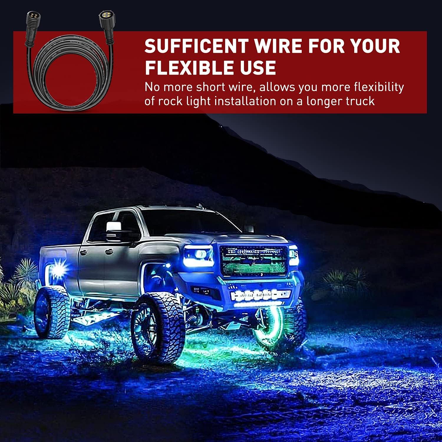 imageNilight 2 Pack 10FT 4 Pin RGB Cable Cord for 4 and 8 Pods Multi Color Underglow Rock Light Kits Wheel Well Lights Extension Wire2 Years Warranty