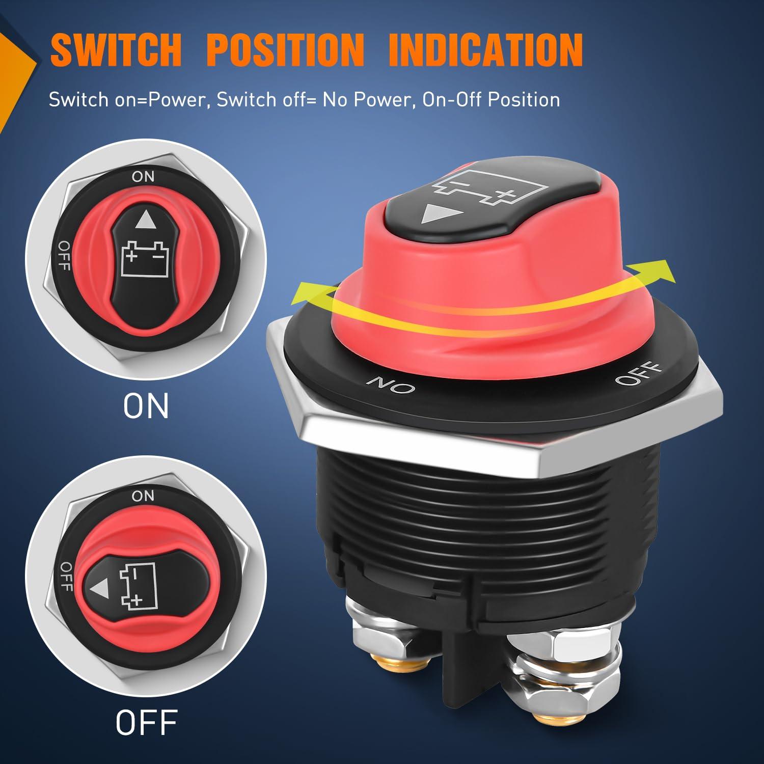 imageNilight 2 Pack Battery Switch 12V 24V 48V 275A OnOff Heavy Duty Battery Power Cut Master Switch Disconnect Isolator for Truck Vehicle Trailer RV Marine Boat YachtOnOff Switch 200A