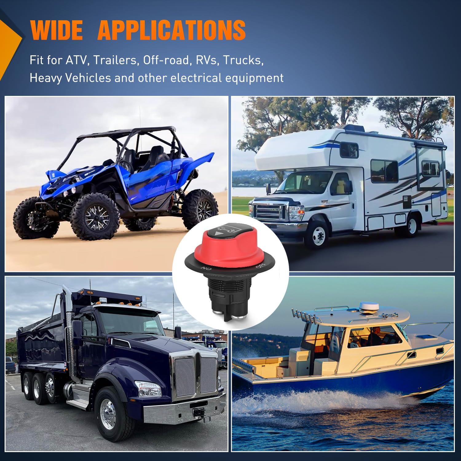 imageNilight 2 Pack Battery Switch 12V 24V 48V 275A OnOff Heavy Duty Battery Power Cut Master Switch Disconnect Isolator for Truck Vehicle Trailer RV Marine Boat YachtOnOff Switch 50A