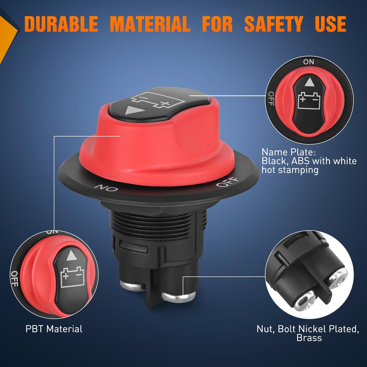 imageNilight 2 Pack Battery Switch 12V 24V 48V 275A OnOff Heavy Duty Battery Power Cut Master Switch Disconnect Isolator for Truck Vehicle Trailer RV Marine Boat YachtOnOff Switch 50A