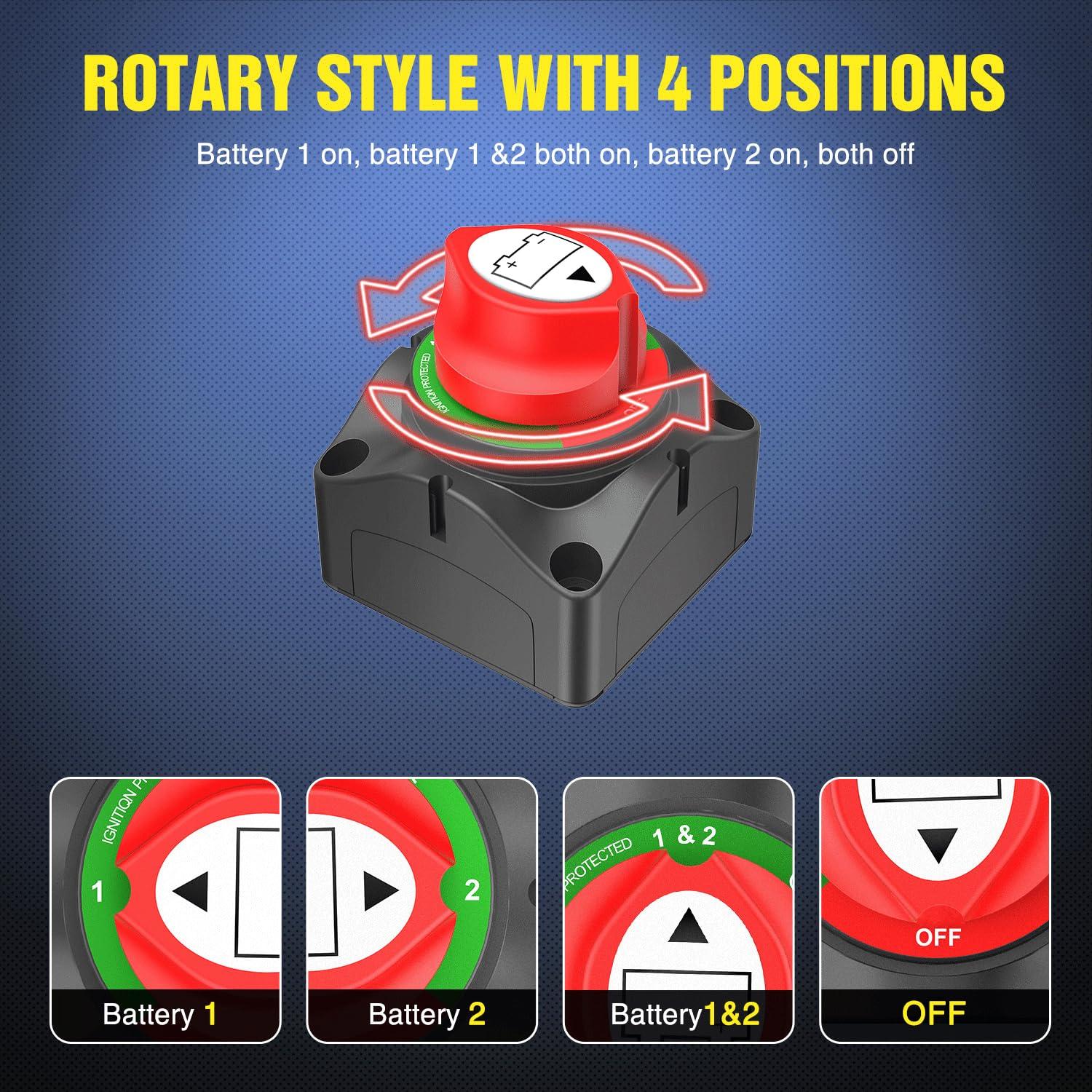 imageNilight 2 Pack Battery Switch 12V 24V 48V 275A OnOff Heavy Duty Battery Power Cut Master Switch Disconnect Isolator for Truck Vehicle Trailer RV Marine Boat Yacht12BothOff Switch 200A