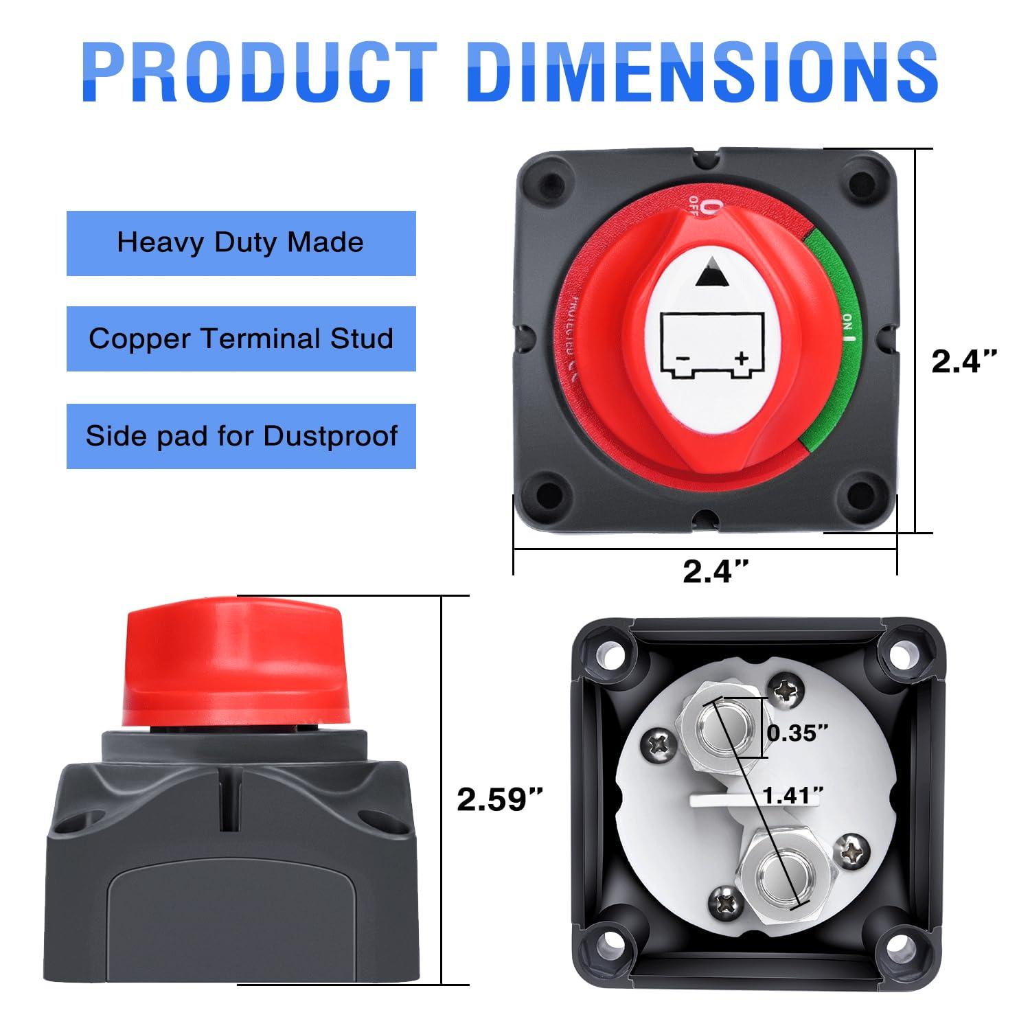 imageNilight 2 Pack Battery Switch 12V 24V 48V 275A OnOff Heavy Duty Battery Power Cut Master Switch Disconnect Isolator for Truck Vehicle Trailer RV Marine Boat YachtOnOff Switch 275A