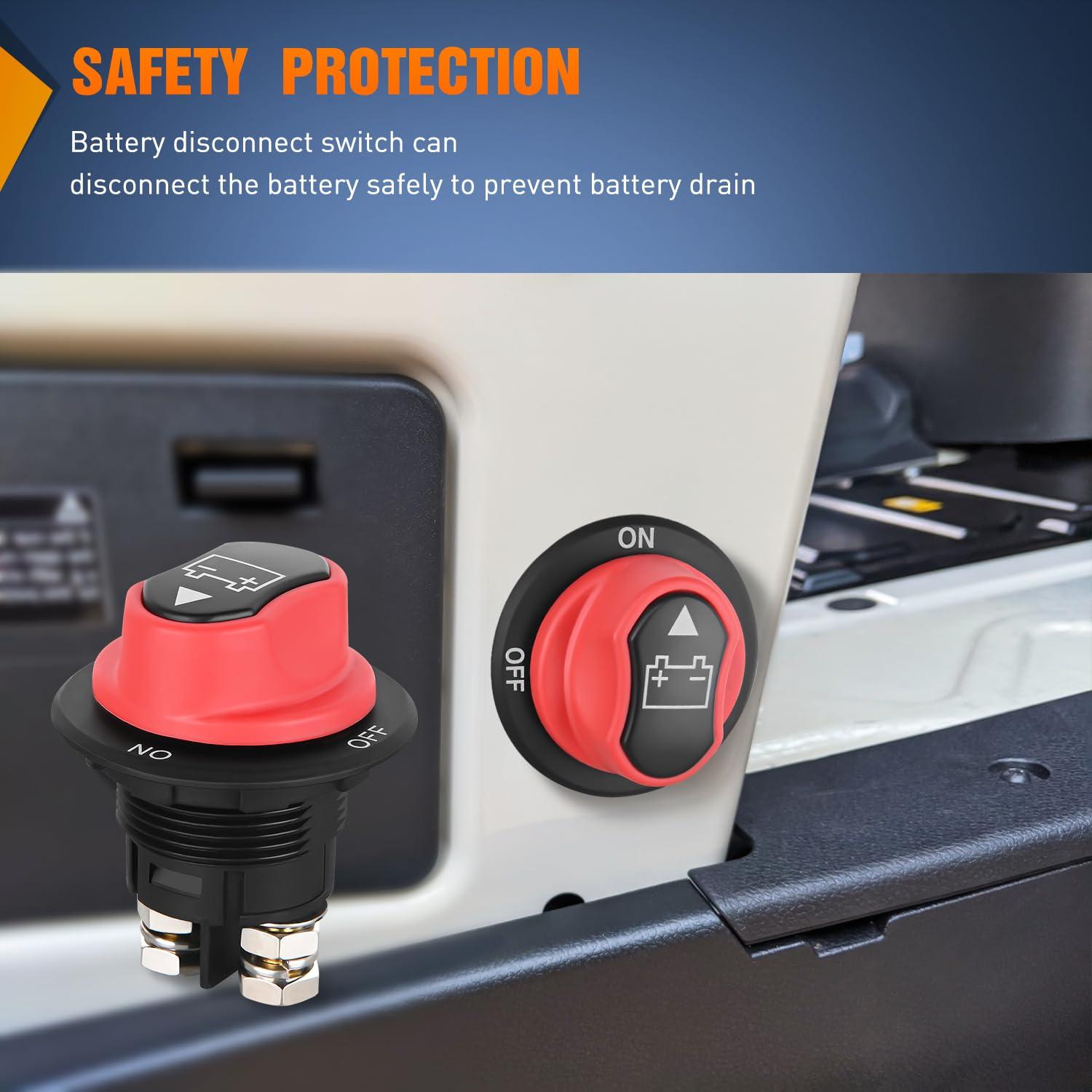 imageNilight 2 Pack Battery Switch 12V 24V 48V 275A OnOff Heavy Duty Battery Power Cut Master Switch Disconnect Isolator for Truck Vehicle Trailer RV Marine Boat YachtOnOff Switch 100A
