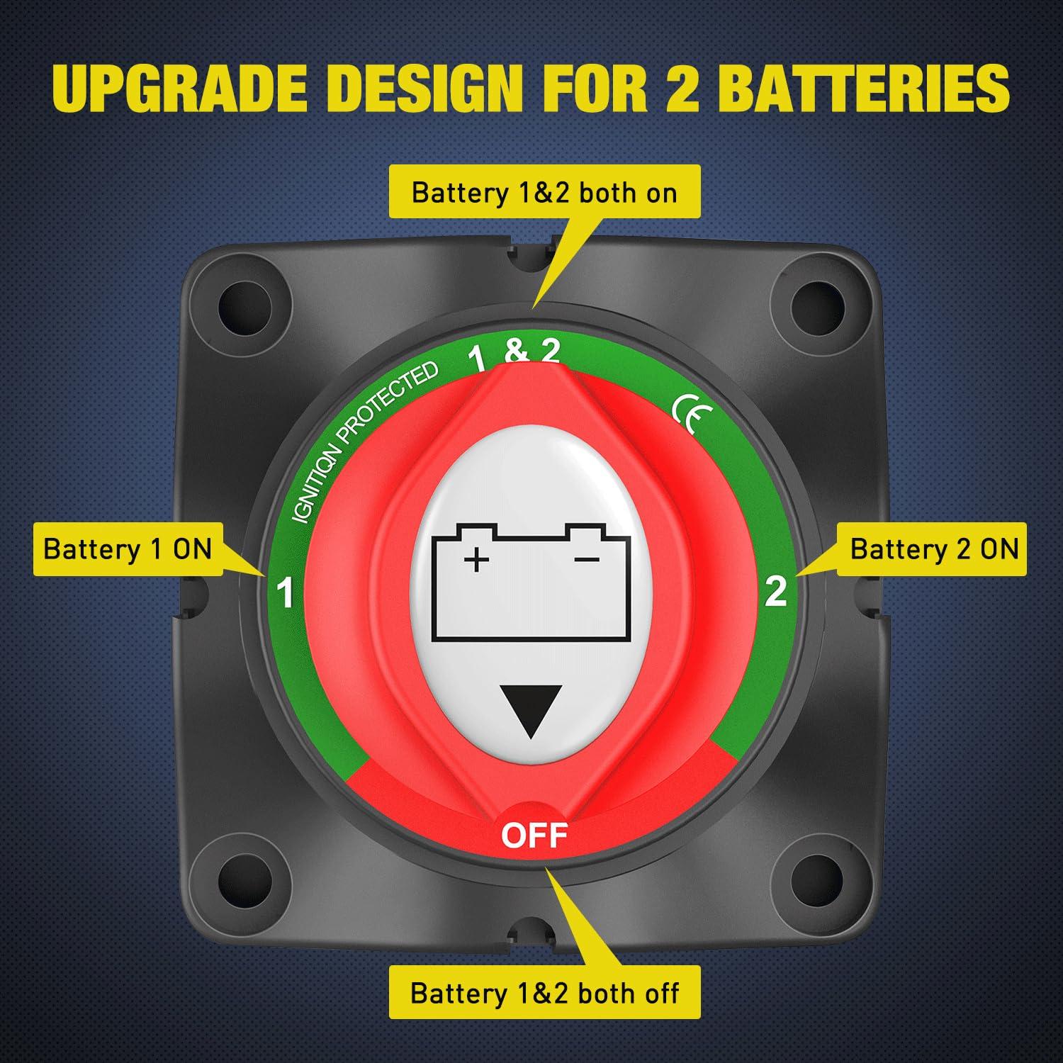 imageNilight 2 Pack Battery Switch 12V 24V 48V 275A OnOff Heavy Duty Battery Power Cut Master Switch Disconnect Isolator for Truck Vehicle Trailer RV Marine Boat Yacht12BothOff Switch 200A