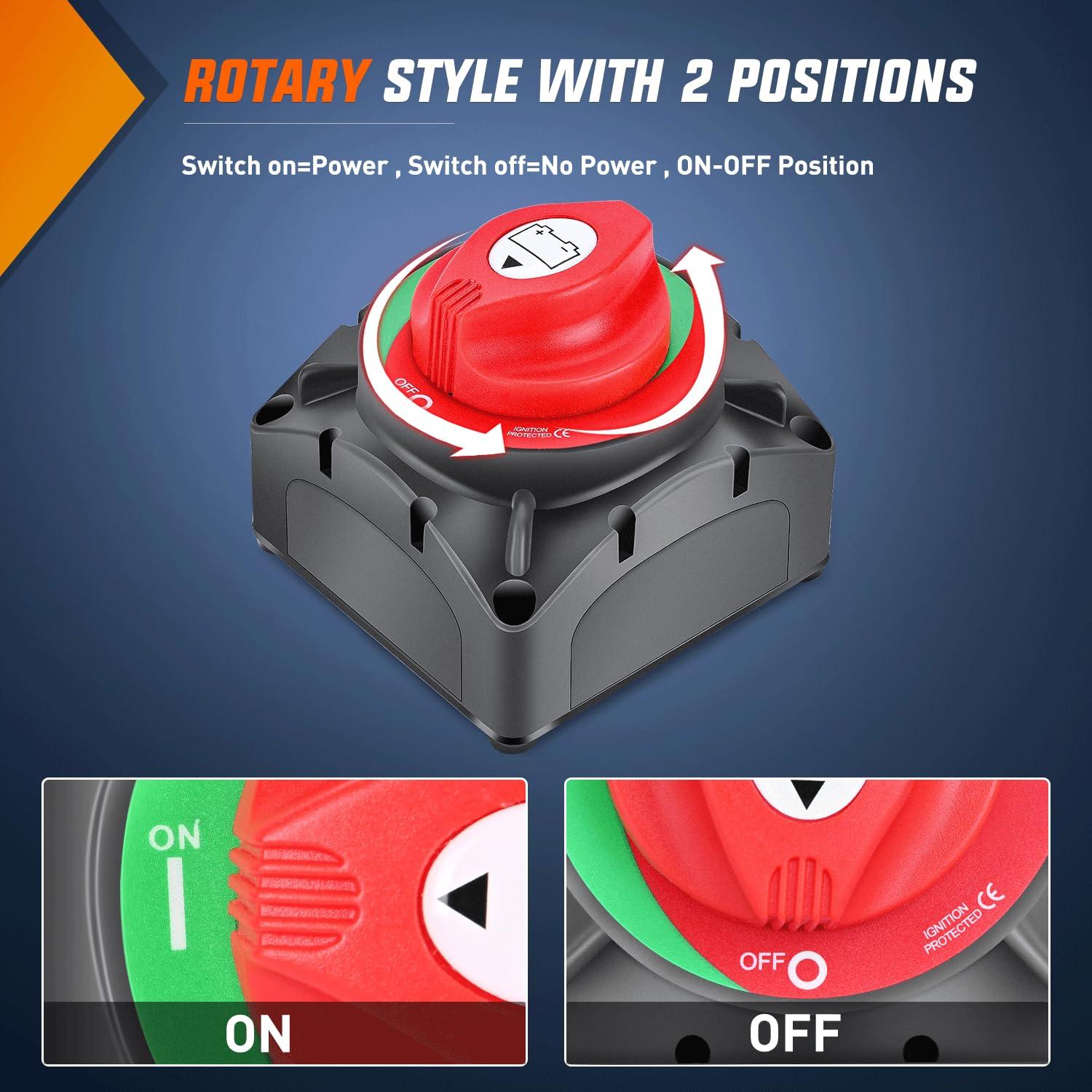 imageNilight 2 Pack Battery Switch 12V 24V 48V 275A OnOff Heavy Duty Battery Power Cut Master Switch Disconnect Isolator for Truck Vehicle Trailer RV Marine Boat YachtOnOff Switch 600A