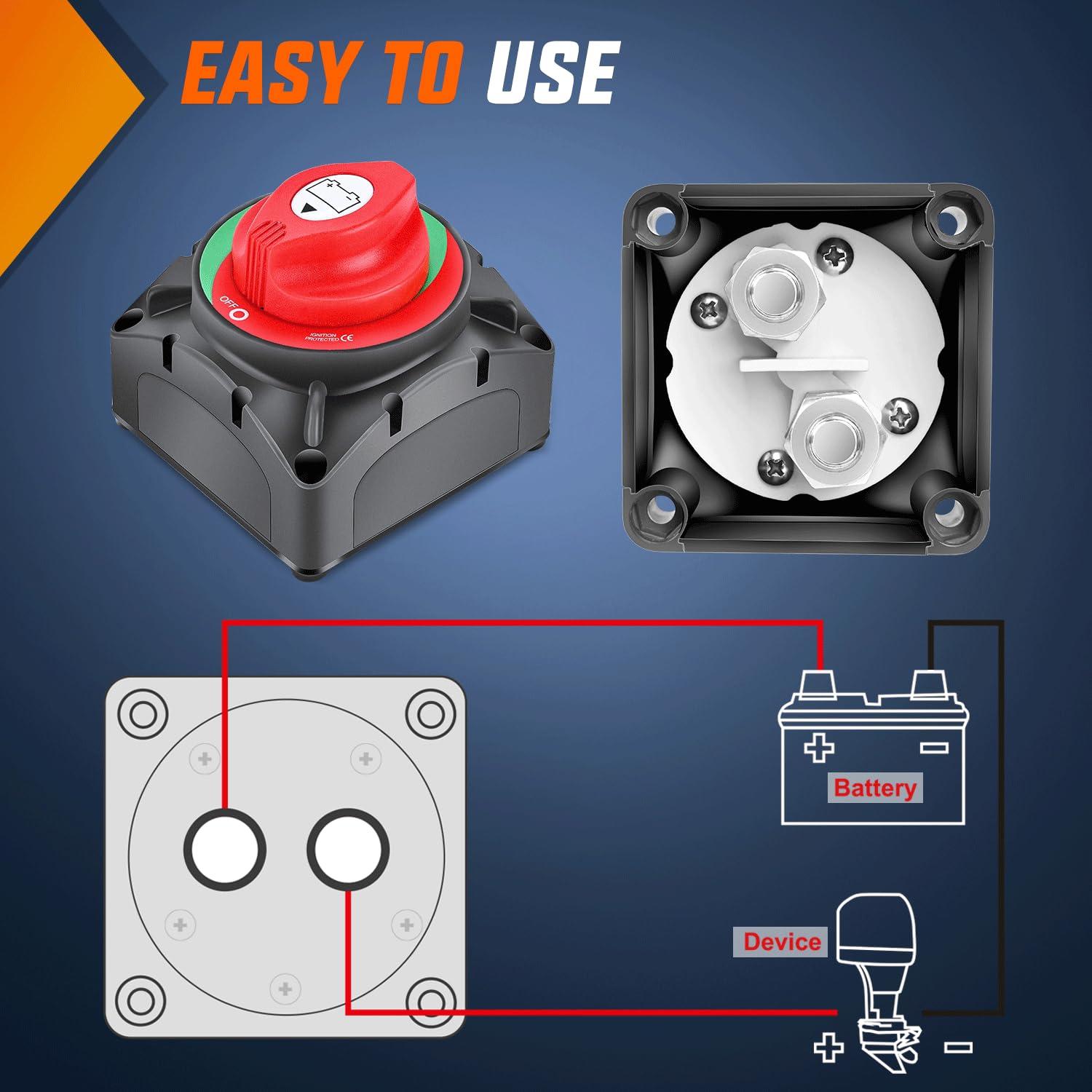 imageNilight 2 Pack Battery Switch 12V 24V 48V 275A OnOff Heavy Duty Battery Power Cut Master Switch Disconnect Isolator for Truck Vehicle Trailer RV Marine Boat YachtOnOff Switch 600A