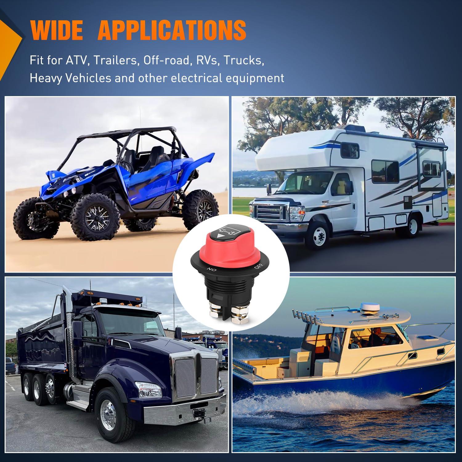 imageNilight 2 Pack Battery Switch 12V 24V 48V 275A OnOff Heavy Duty Battery Power Cut Master Switch Disconnect Isolator for Truck Vehicle Trailer RV Marine Boat YachtOnOff Switch 100A