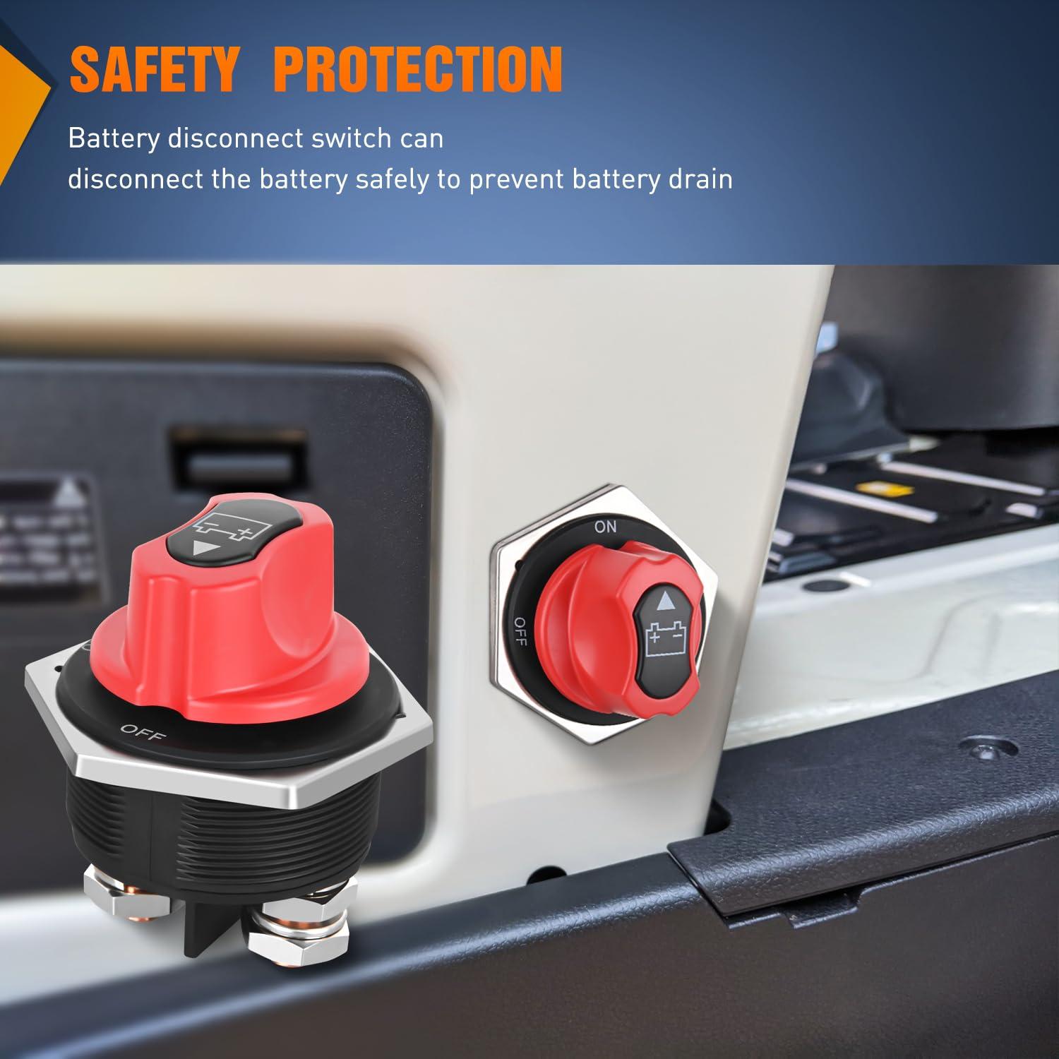 imageNilight 2 Pack Battery Switch 12V 24V 48V 275A OnOff Heavy Duty Battery Power Cut Master Switch Disconnect Isolator for Truck Vehicle Trailer RV Marine Boat YachtOnOff Switch 300A