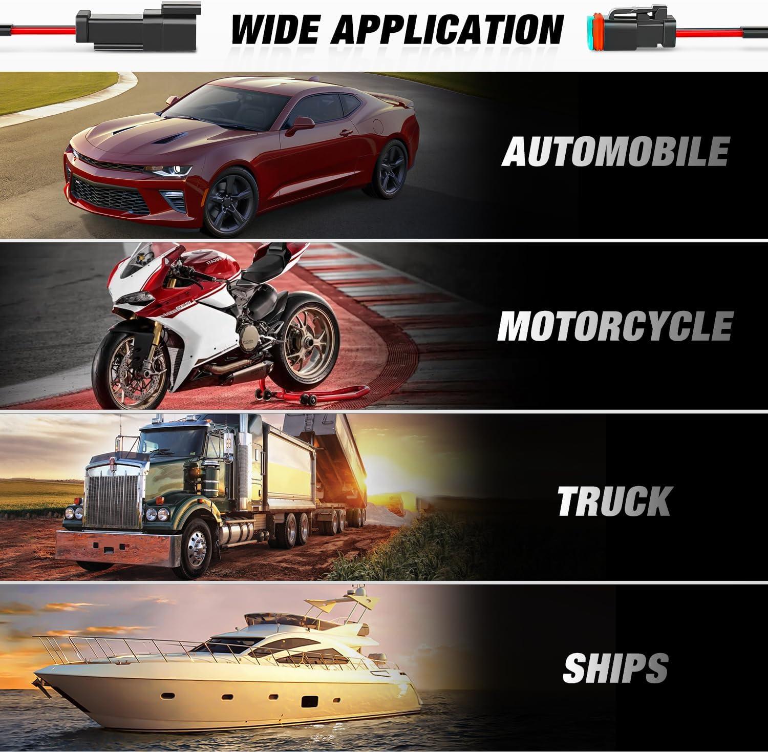 imageNilight 2 Pin DT Connectors 16AWG 6 Kits Male and Female Electrical Connector Waterproof Plug Play wHeat Shrink Butt Terminals for Automotive Cars Truck Motorcycle Marine Boats