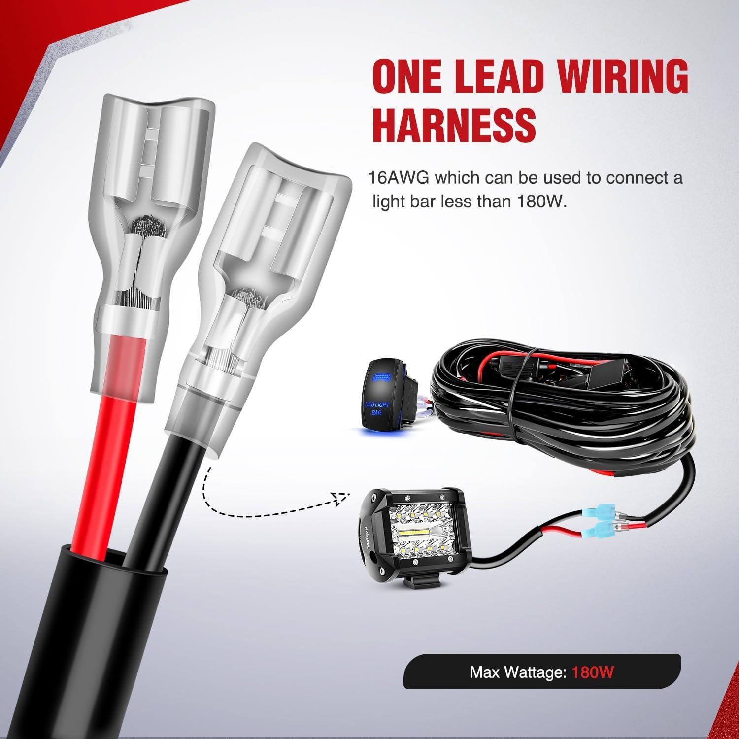 imageNilight 20 Inch 420W Triple Row Flood Spot Combo 42000LM Light Bar Driving Boat Led Off Road Lights with Front License Plate Frame Bracket and Switch Wiring Harness Kit20Inch Lights  Wiring Harness