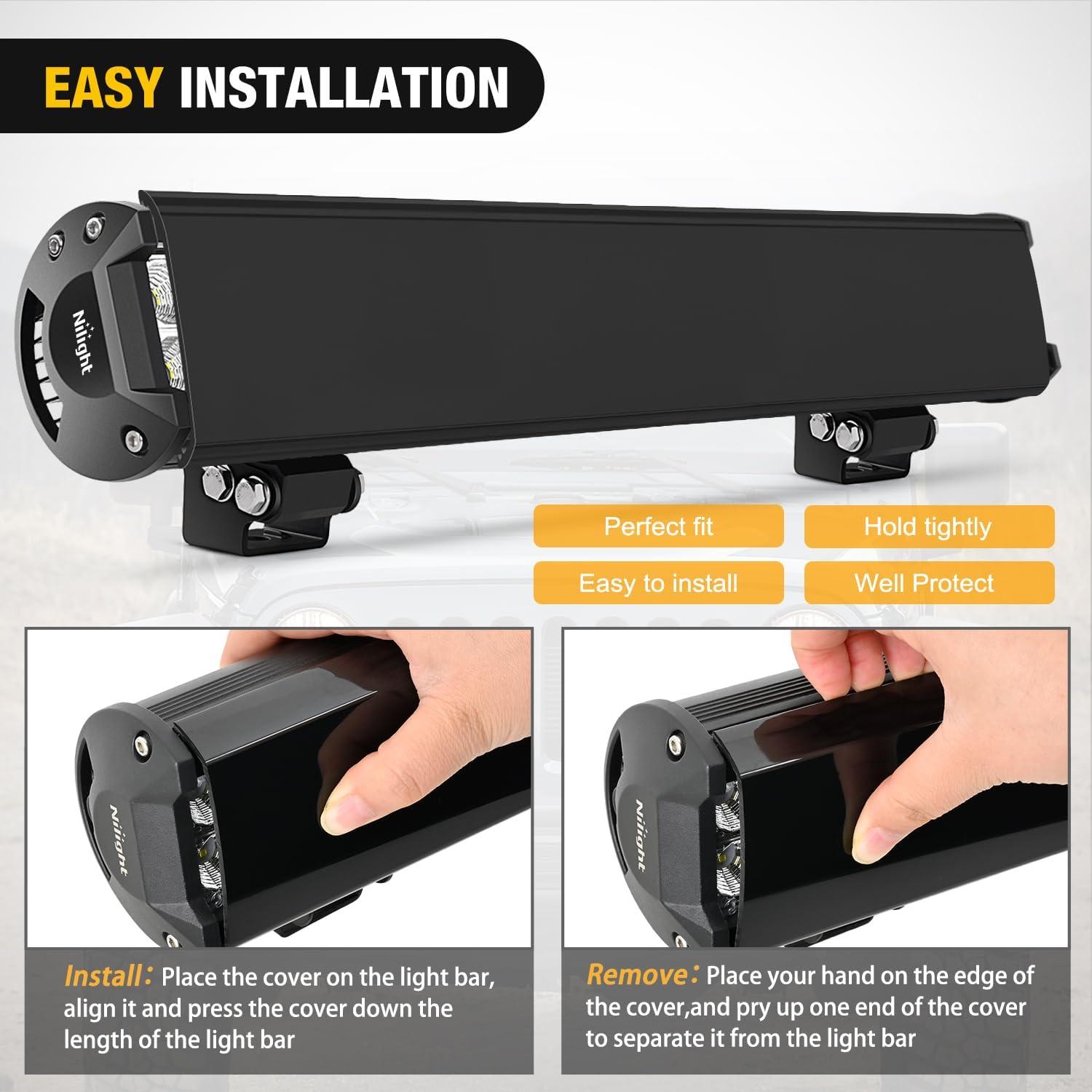 imageNilight 20 Inch LED Light Bar Cover Black Protective Cover Durable Polycarbonate Lens Waterproof Dustproof ScratchProof for DoubleRow Lights Off Road Driving Lighting