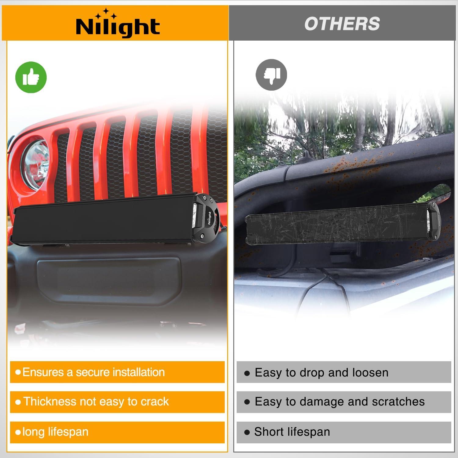 imageNilight 20 Inch LED Light Bar Cover Black Protective Cover Durable Polycarbonate Lens Waterproof Dustproof ScratchProof for DoubleRow Lights Off Road Driving Lighting