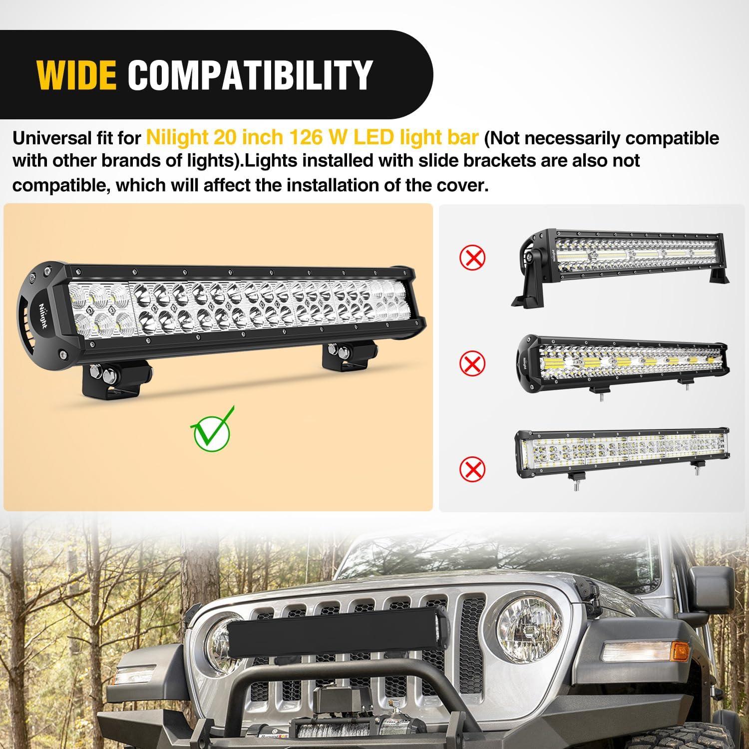 imageNilight 20 Inch LED Light Bar Cover Black Protective Cover Durable Polycarbonate Lens Waterproof Dustproof ScratchProof for DoubleRow Lights Off Road Driving Lighting