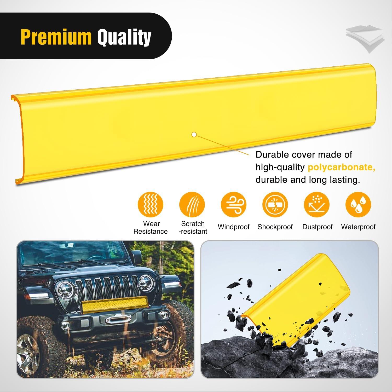 imageNilight 20 Inch LED Light Bar Cover Yellow Protective Cover Durable Polycarbonate Lens Waterproof Dustproof ScratchProof for DoubleRow Lights Off Road Driving Lighting