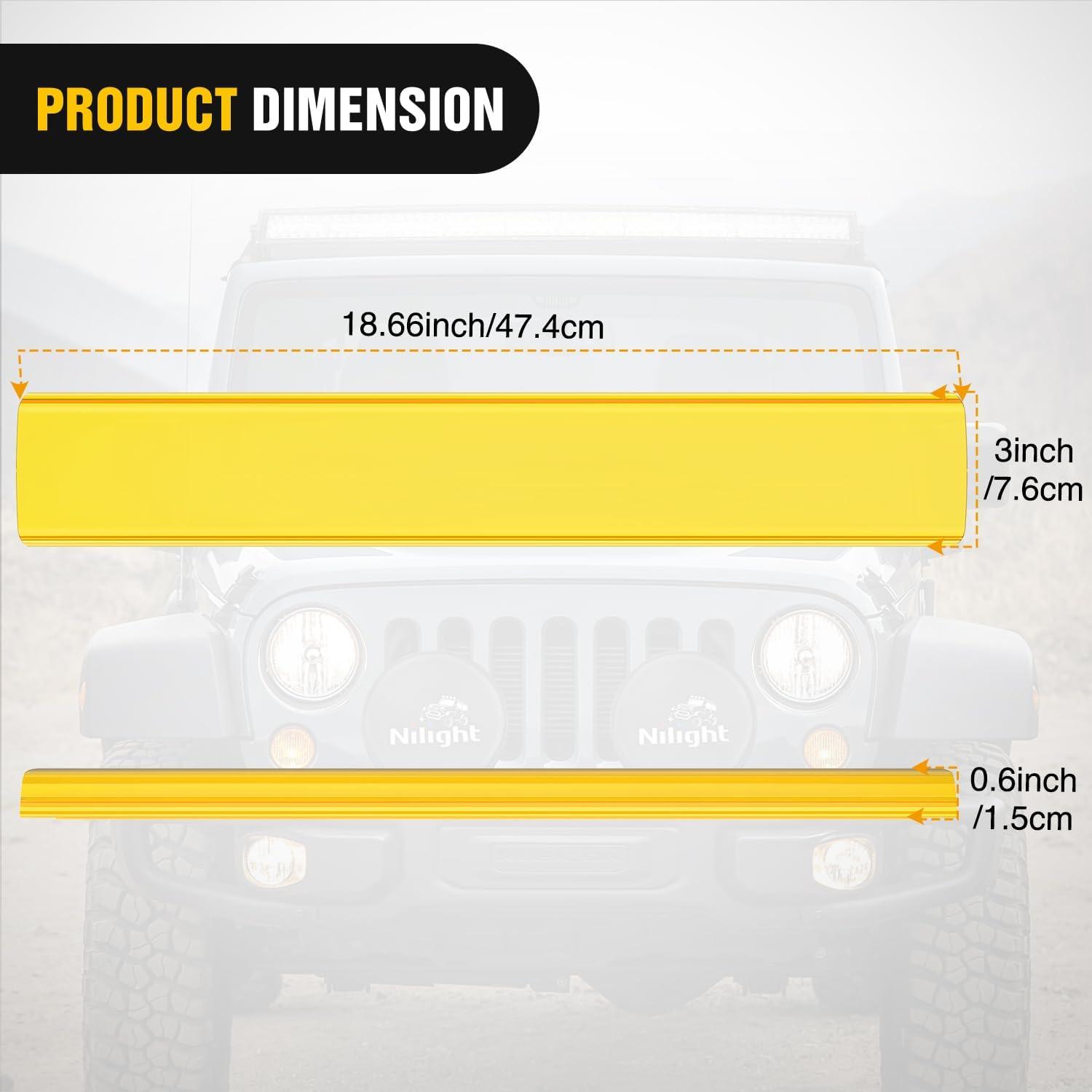 imageNilight 20 Inch LED Light Bar Cover Yellow Protective Cover Durable Polycarbonate Lens Waterproof Dustproof ScratchProof for DoubleRow Lights Off Road Driving Lighting