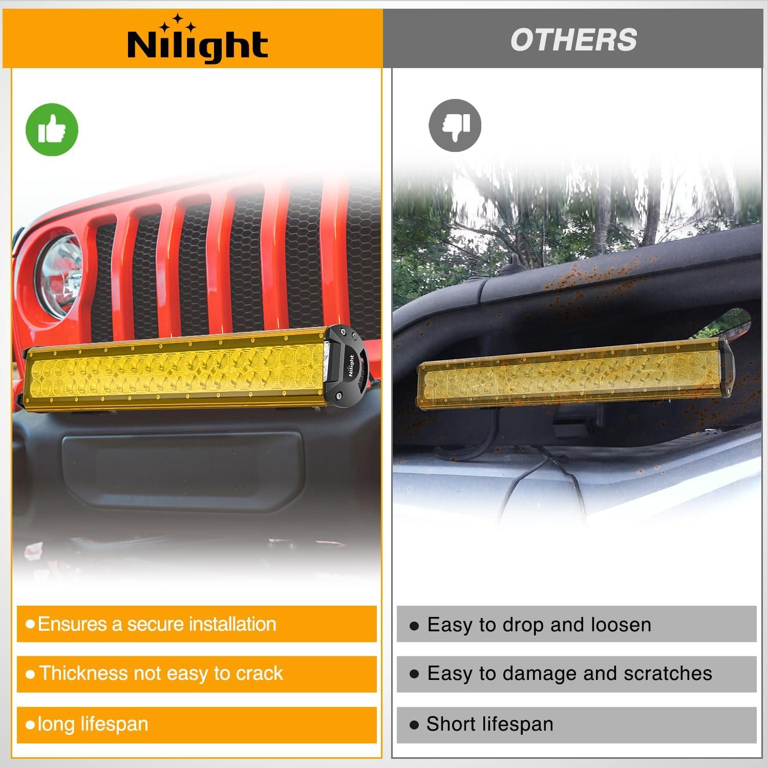 imageNilight 20 Inch LED Light Bar Cover Yellow Protective Cover Durable Polycarbonate Lens Waterproof Dustproof ScratchProof for DoubleRow Lights Off Road Driving Lighting