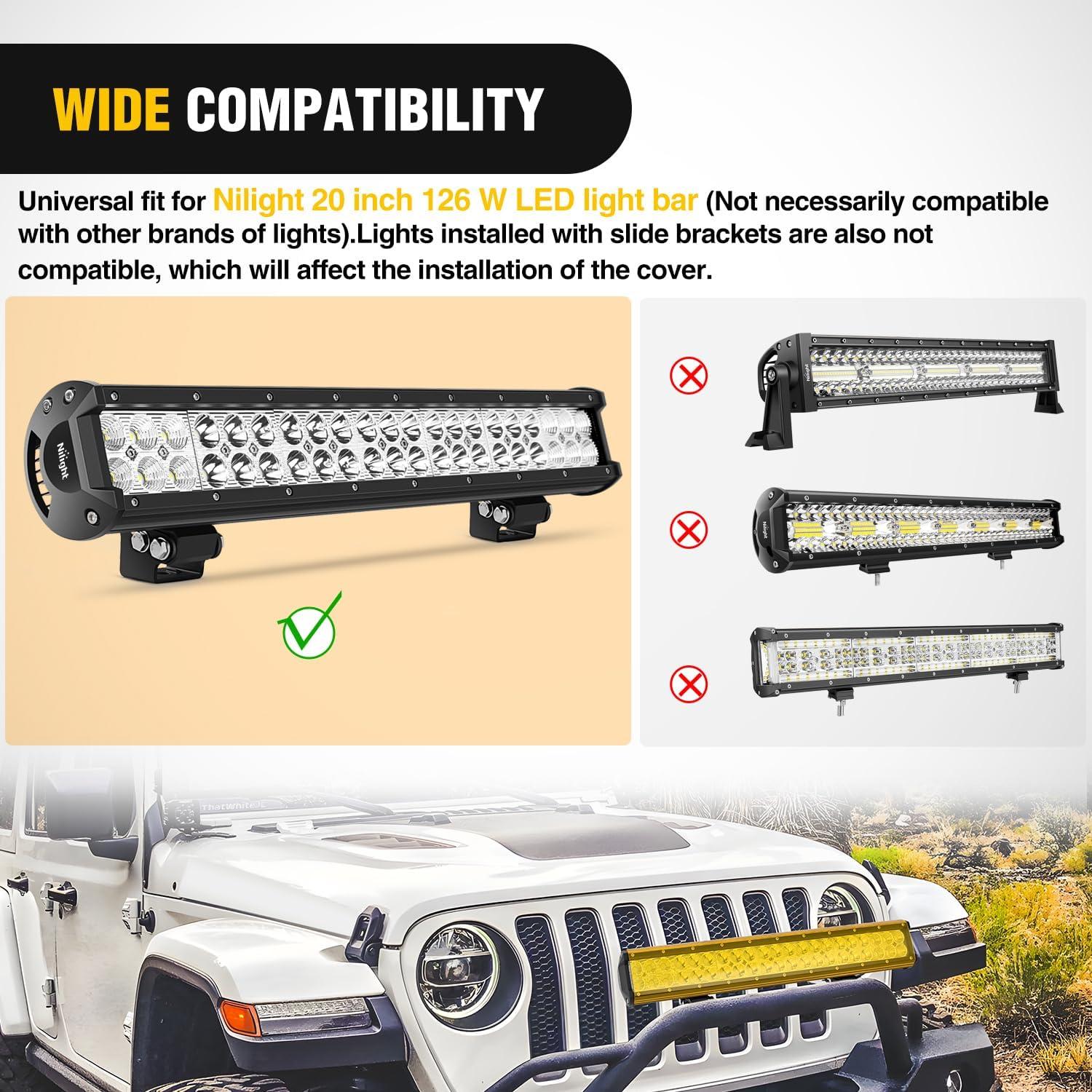 imageNilight 20 Inch LED Light Bar Cover Yellow Protective Cover Durable Polycarbonate Lens Waterproof Dustproof ScratchProof for DoubleRow Lights Off Road Driving Lighting