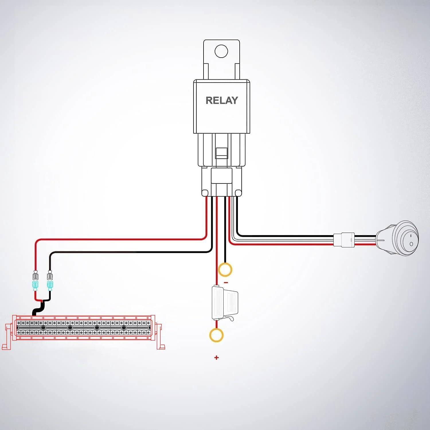 imageNilight 22Inch 480W LED Light Bar Spot Flood Amber White Strobe 6 Modes Memory Function Reset Function OffRoad Truck Car ATV SUV Cabin Boat with 16AWG Wiring Harness Kit1 LeadRed Shell 22Inch LightWiring Harness